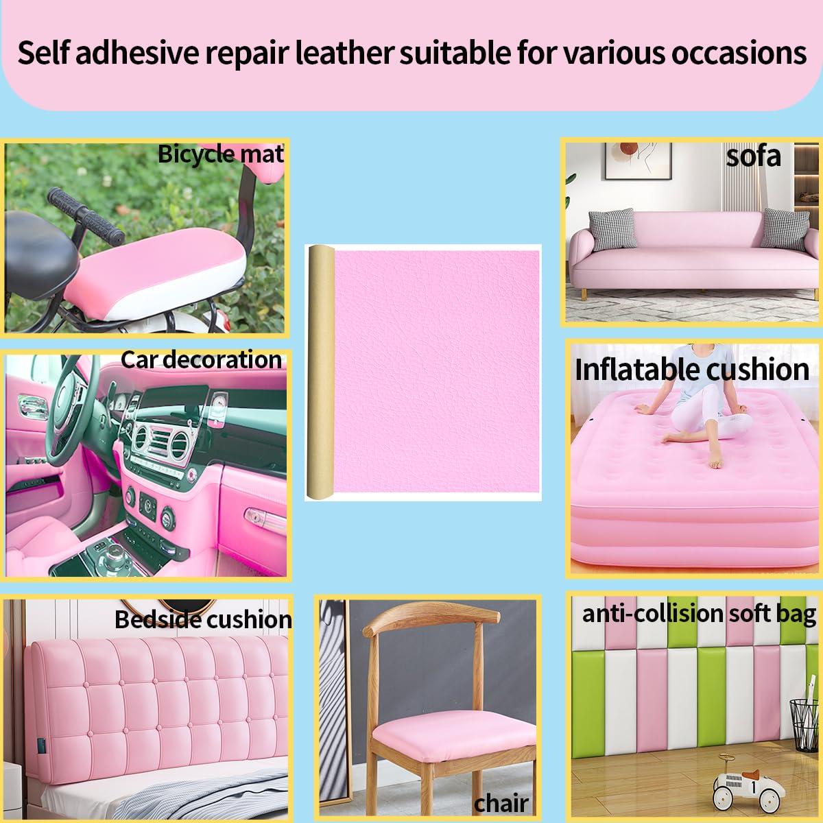 Parche de reparación de cuero autoadhesivo Aglzyoply 45x200 cm rosa