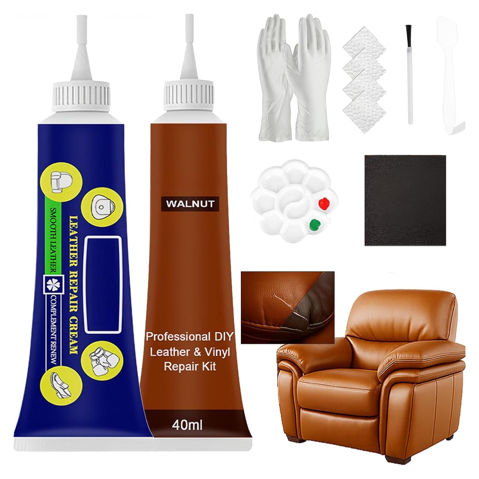 Kit de Reparación de Cuero Liccyy Marrón Claro 40ml Todo en Uno