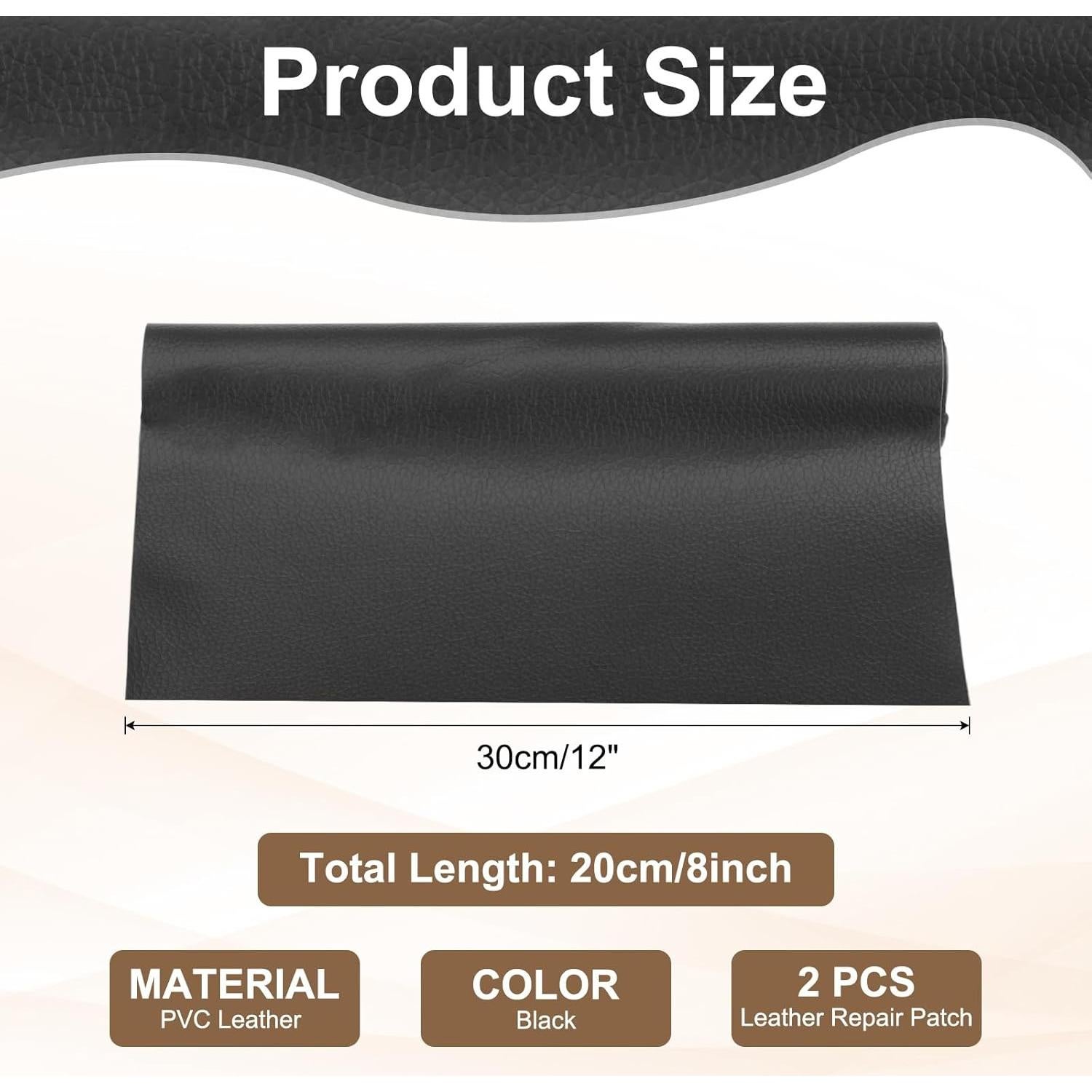 Parche de Reparación de Cuero PATIKIL 2 Pcs 20x30 cm Negro