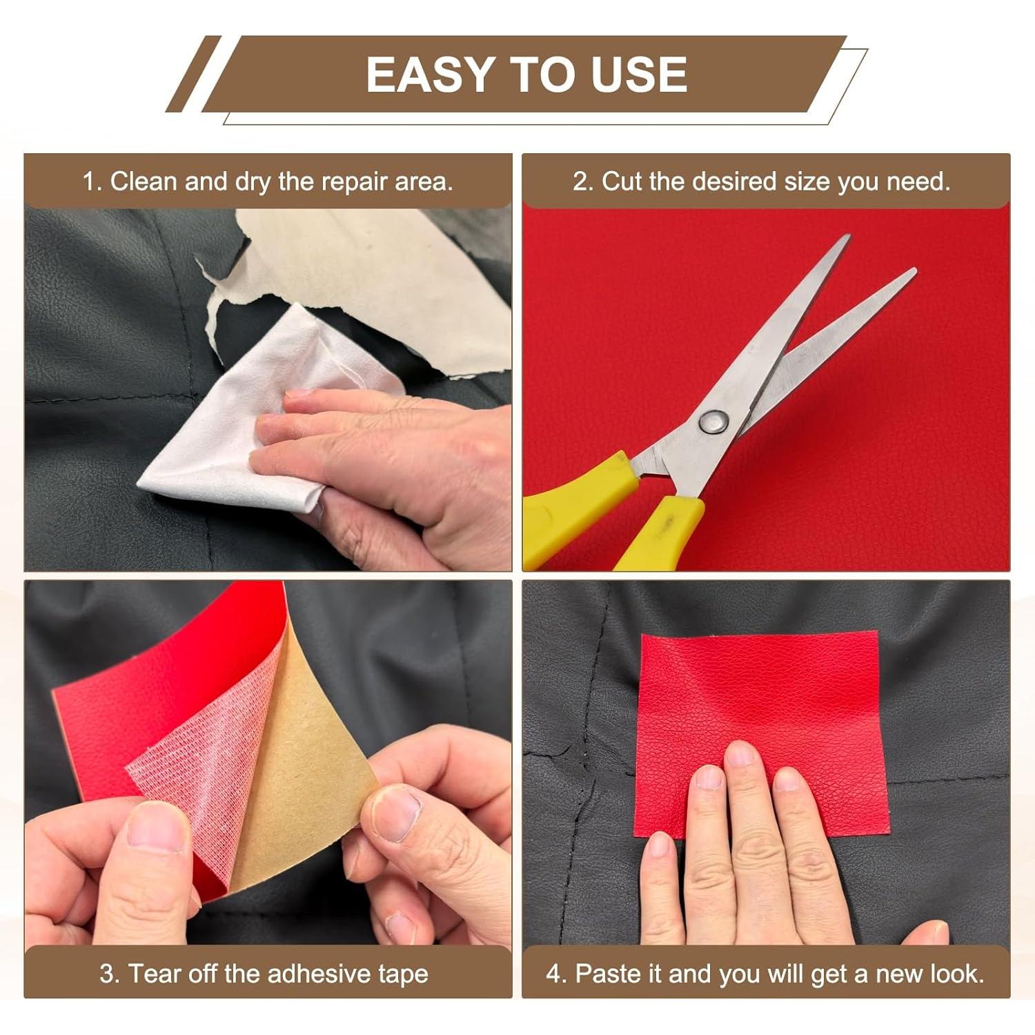 Parche de Reparación de Cuero PATIKIL 2 Pcs 20x30 cm Negro