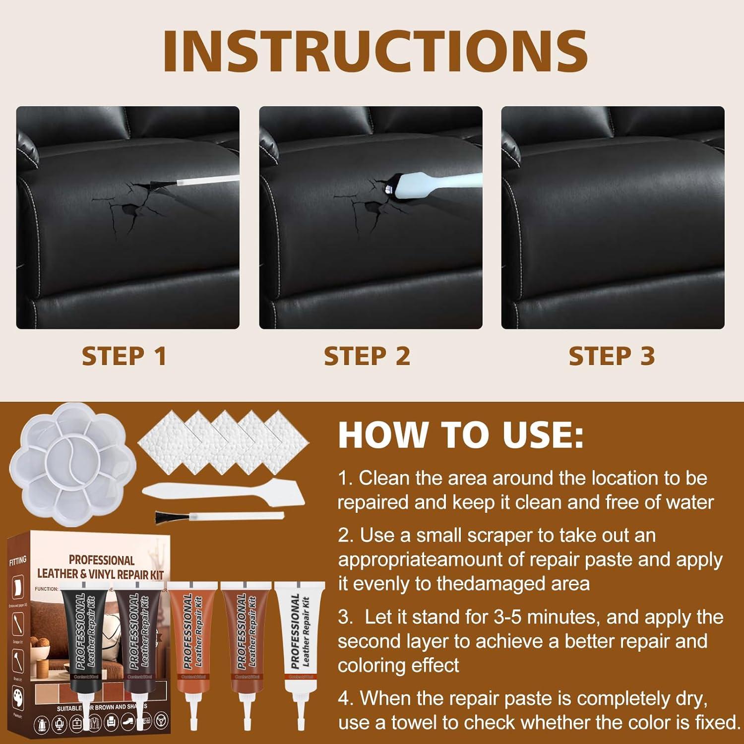 Kit de Reparación de Cuero Ganbaro 5 Colores 150ml