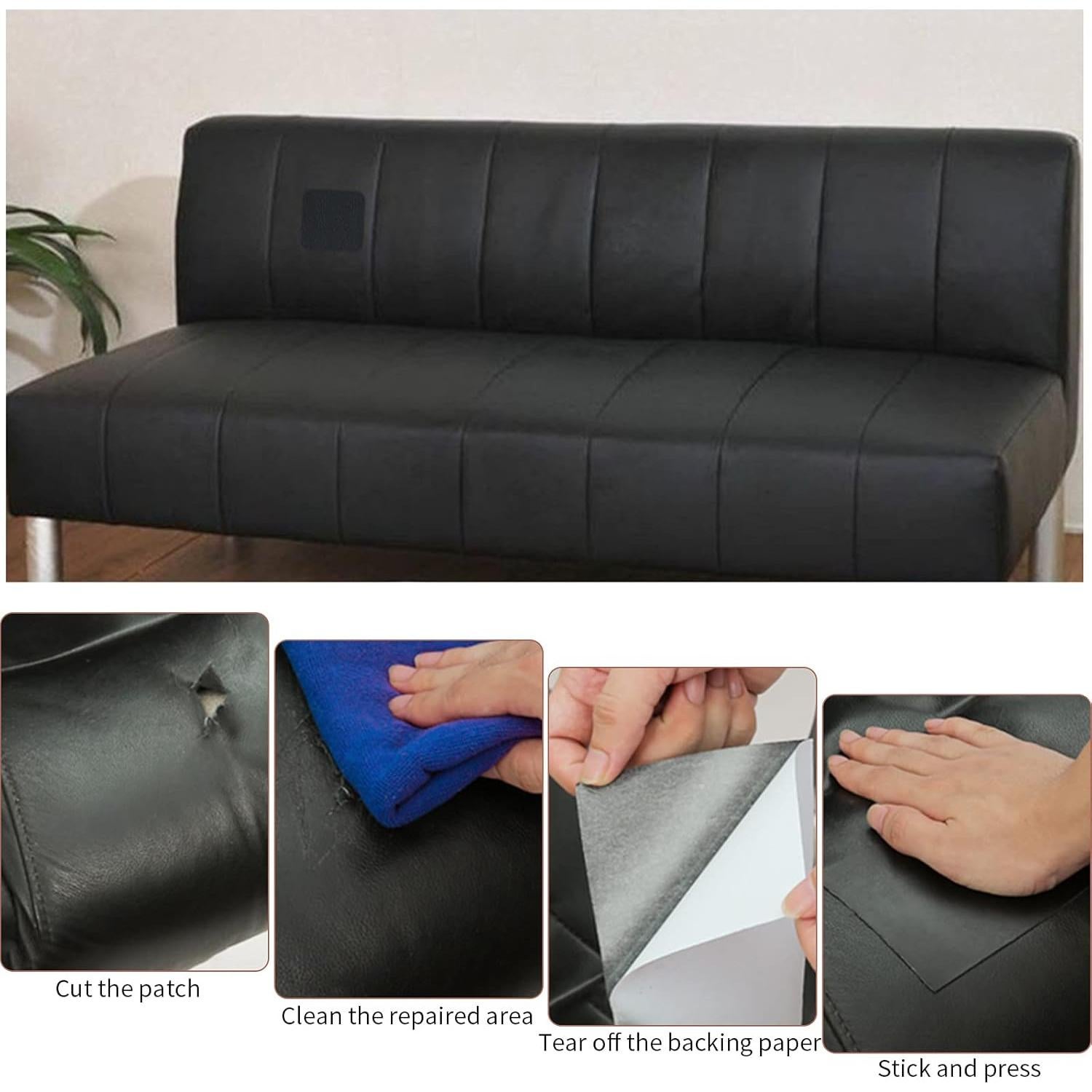 Parche de Reparación de Cuero Autoadhesivo BONAIER 43x200 cm