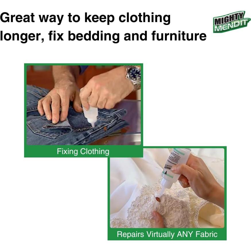 Adhesivo de Tela Permanente Mighty Mend-It 113 g + Gemas 50 unidades
