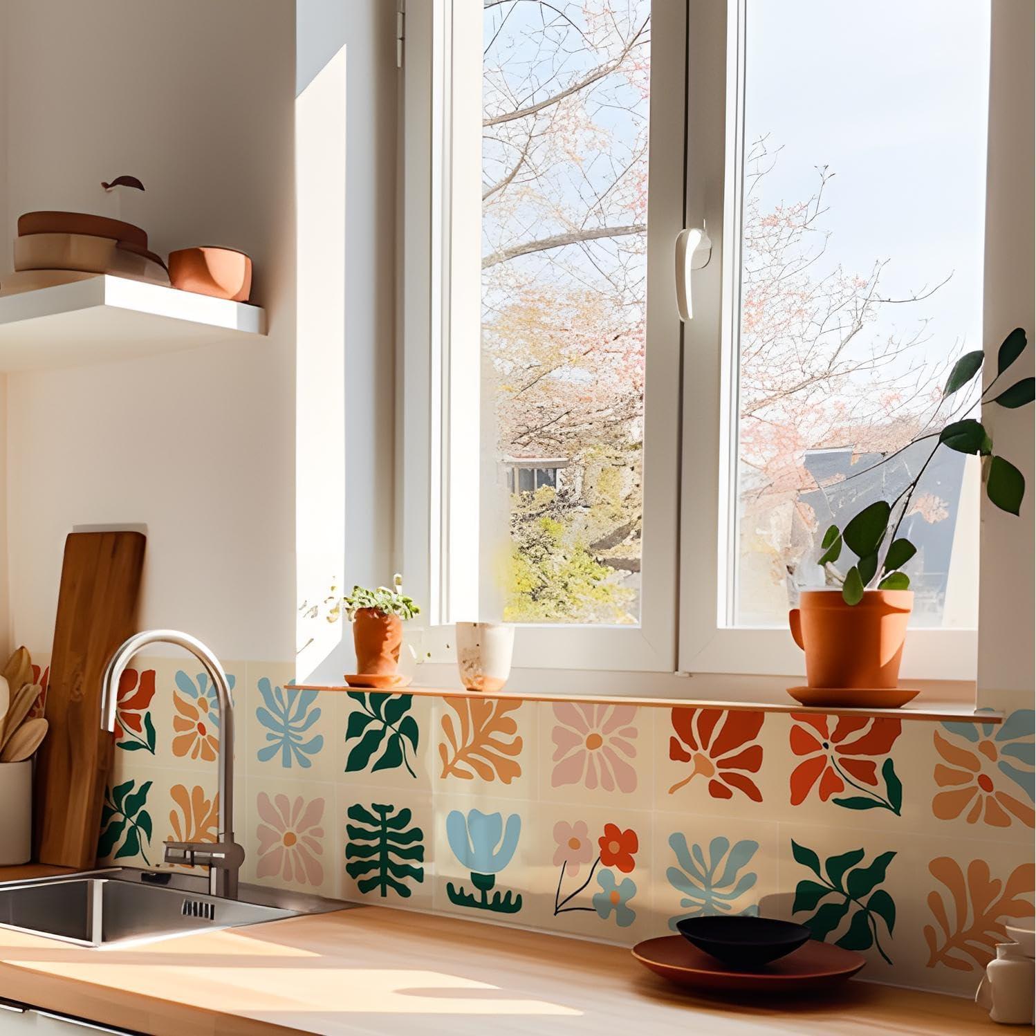 Calcomanías de Azulejos Vintage PONIIIEU 20x20cm 10 PCS