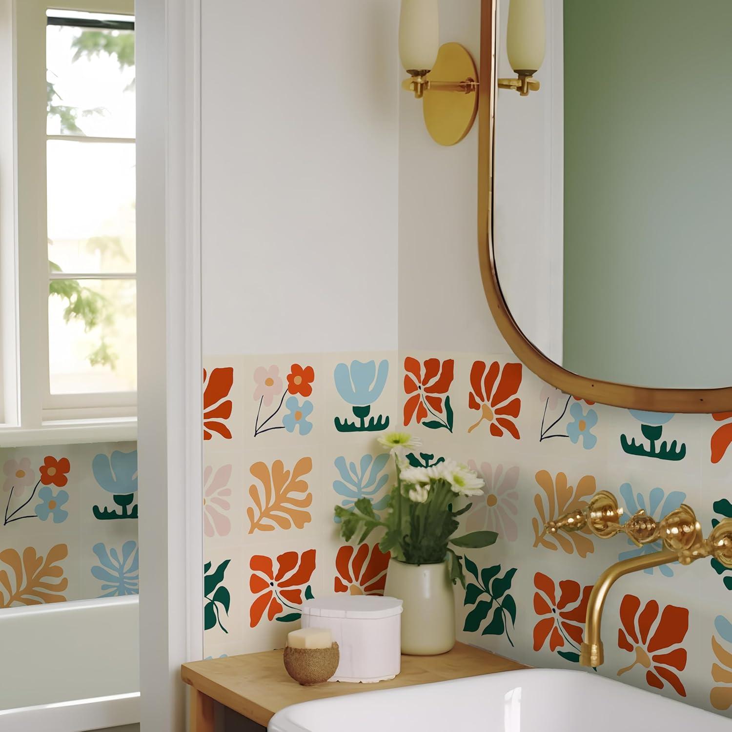 Calcomanías de Azulejos Vintage PONIIIEU 20x20cm 10 PCS