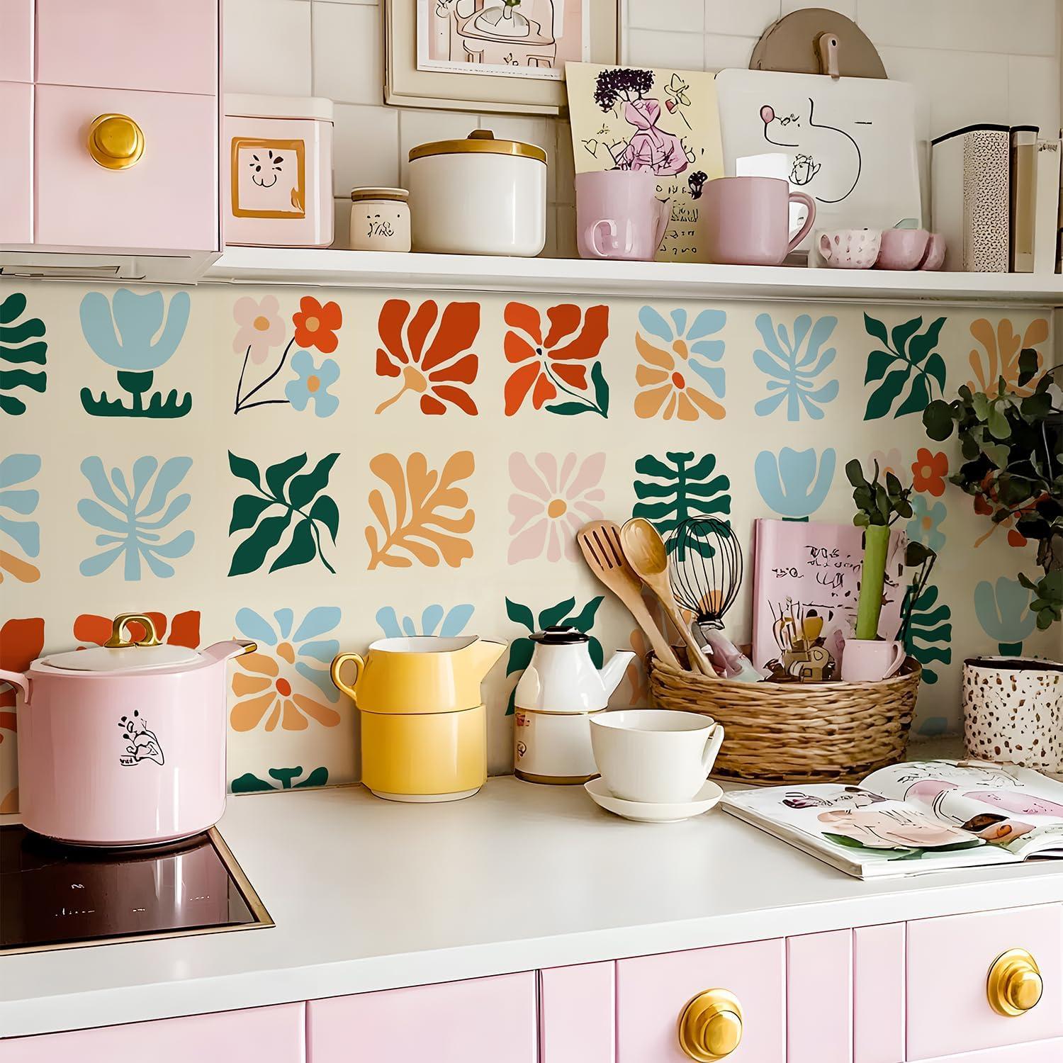 Calcomanías de Azulejos Vintage PONIIIEU 20x20cm 10 PCS