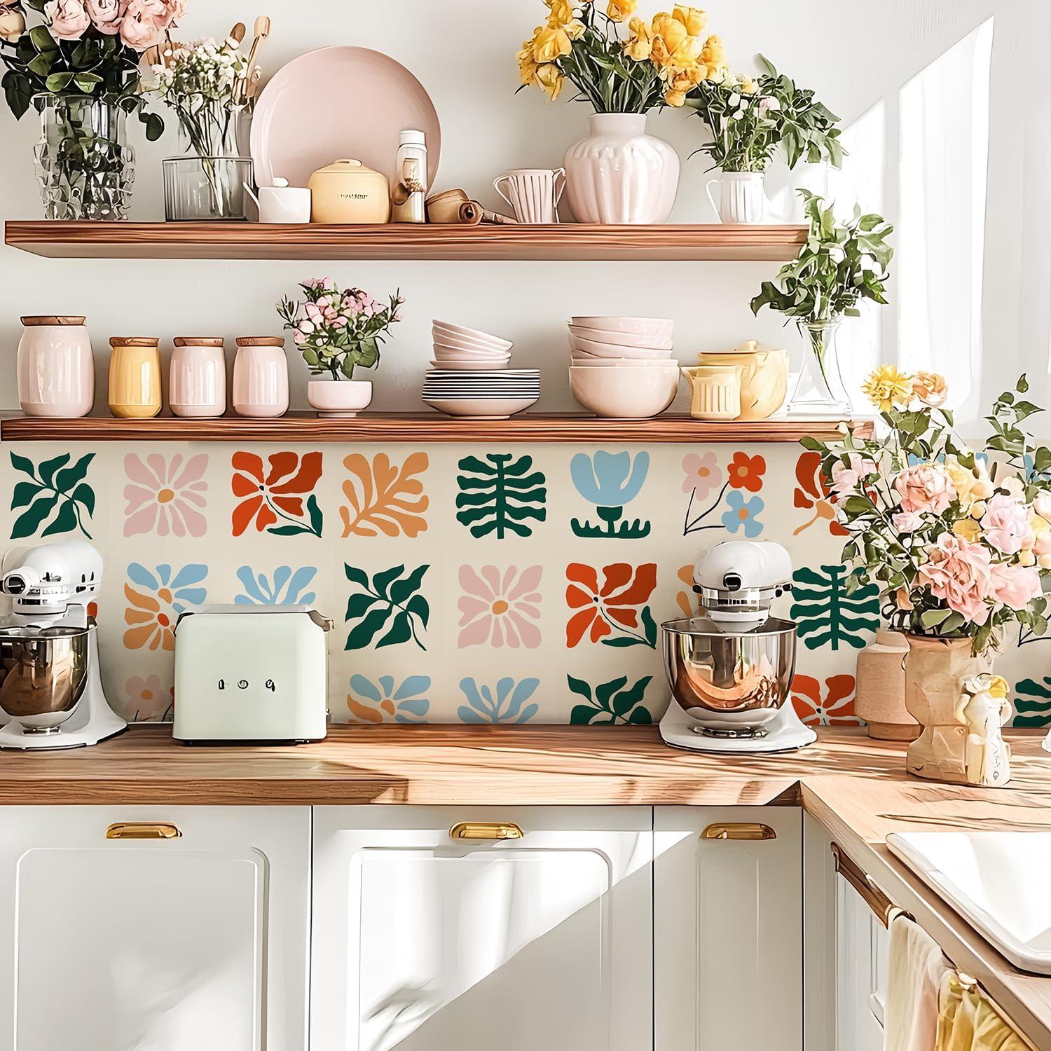 Calcomanías de Azulejos Vintage PONIIIEU 20x20cm 10 PCS