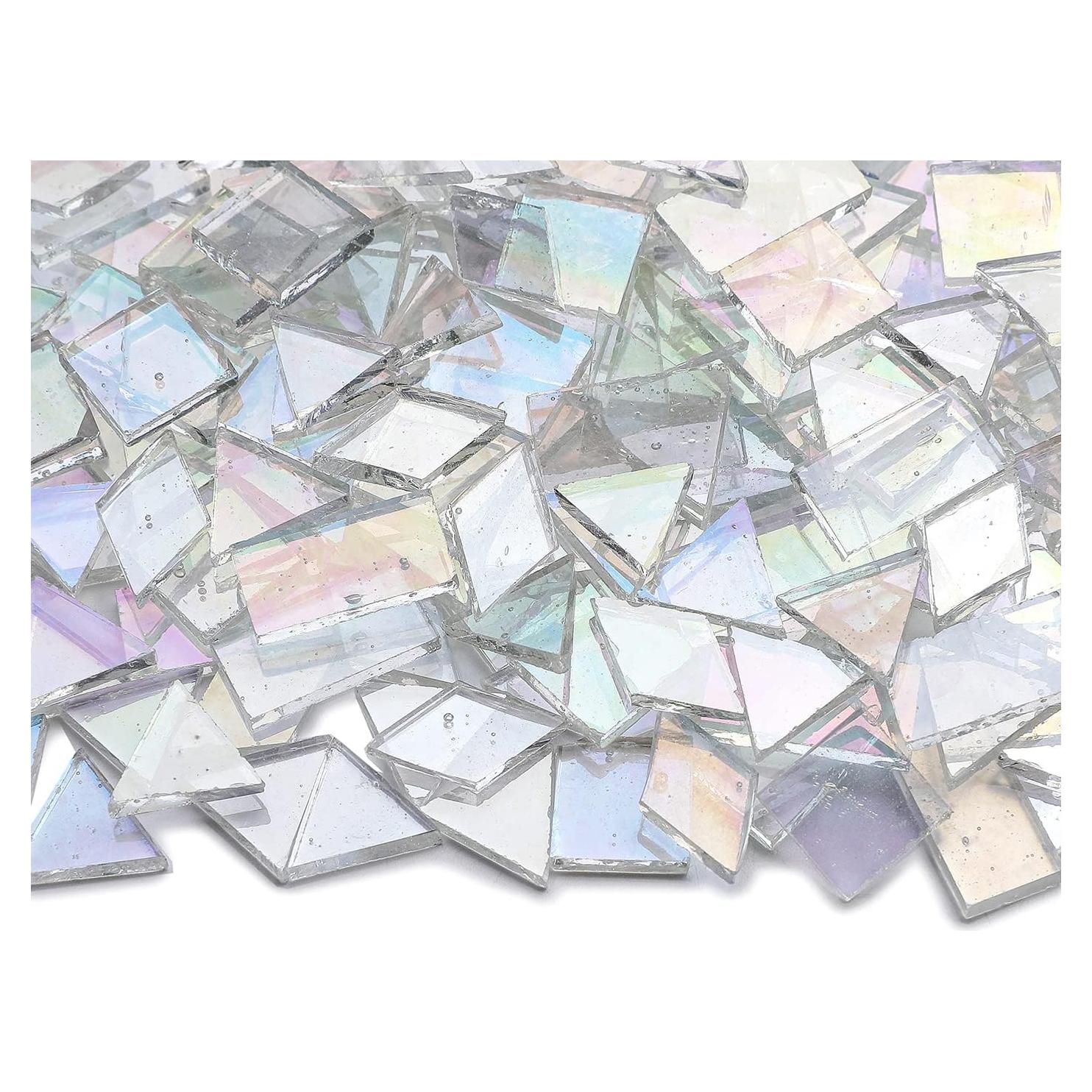Azulejos de mosaico iridiscente Lanyani 200 piezas vidrio claro
