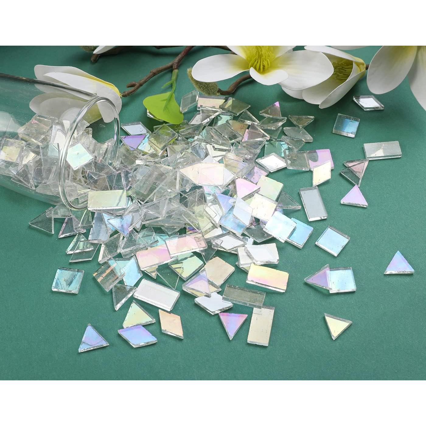 Azulejos de mosaico iridiscente Lanyani 200 piezas vidrio claro
