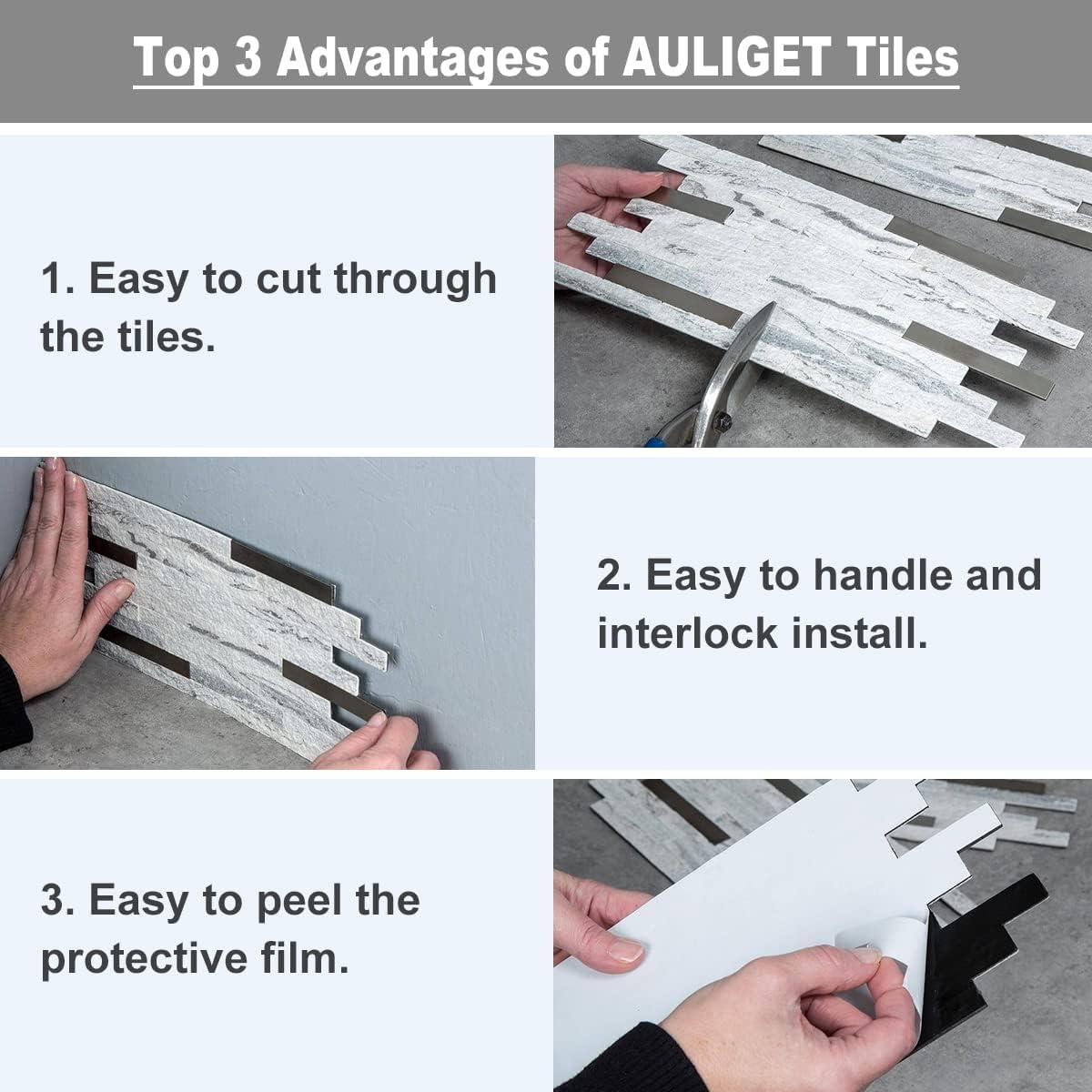 Baldosas Autoadhesivas AULIGET 20 Hojas PVC Mármol Blanco