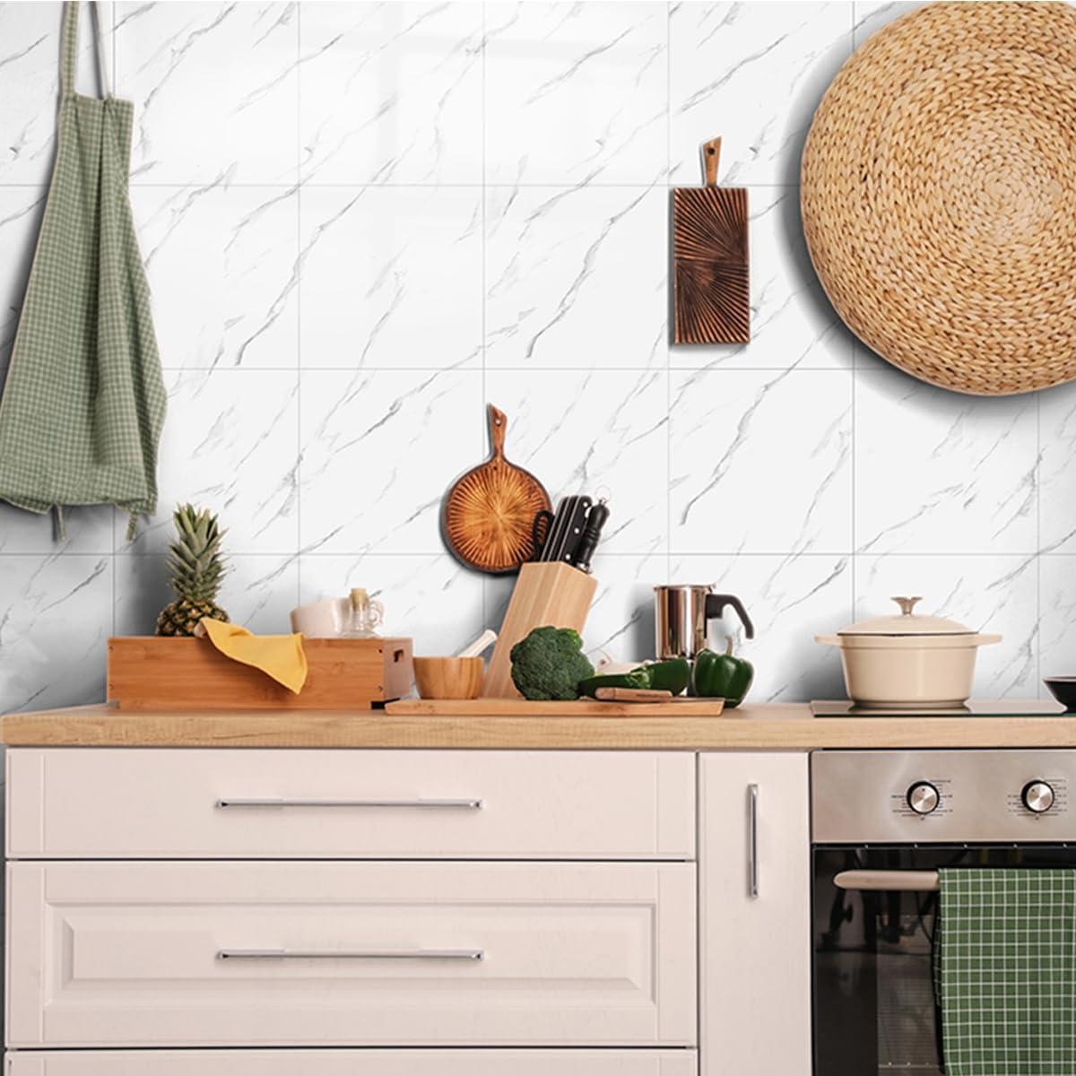 Paquete de 10 Azulejos Autoadhesivos NAEIRON 30.48x30.48cm Blancos