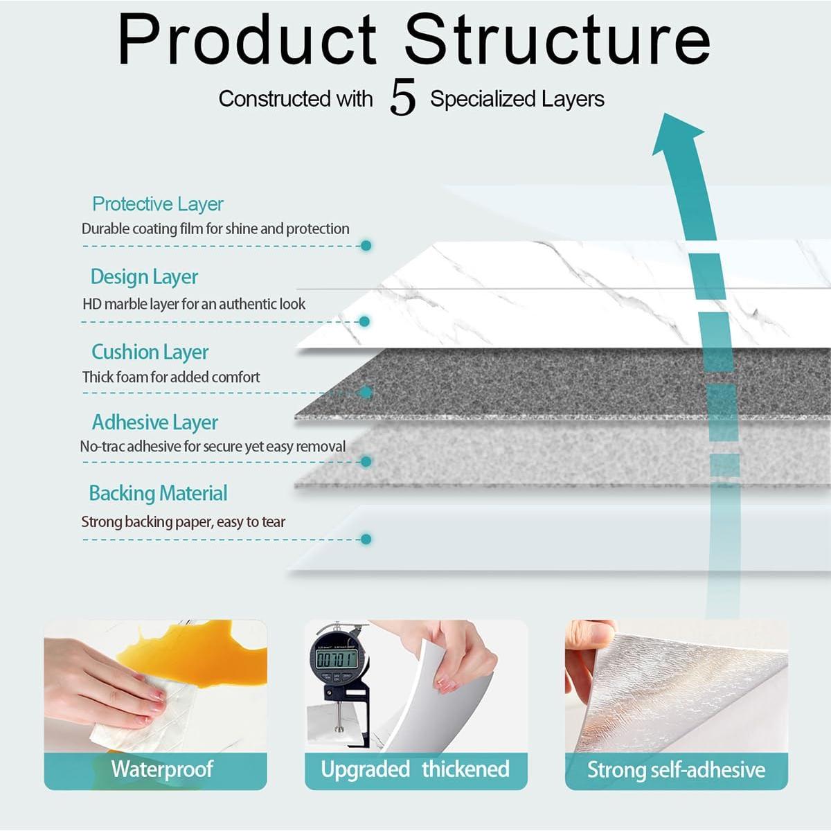 Paquete de 10 Azulejos Autoadhesivos NAEIRON 30.48x30.48cm Blancos