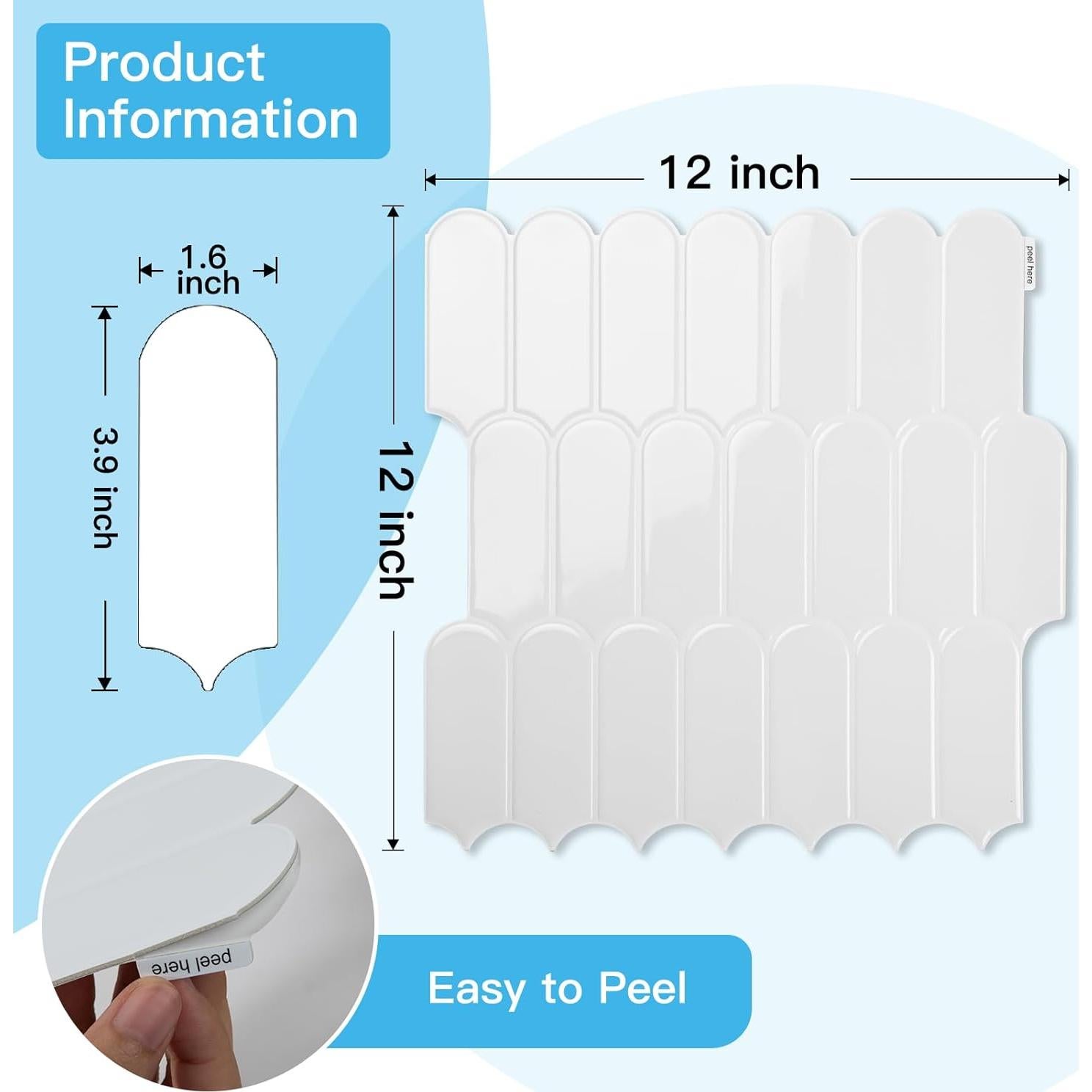 Baldosas Autoadhesivas Art3d 30.48x30.48 cm Blancas - Paquete de 10