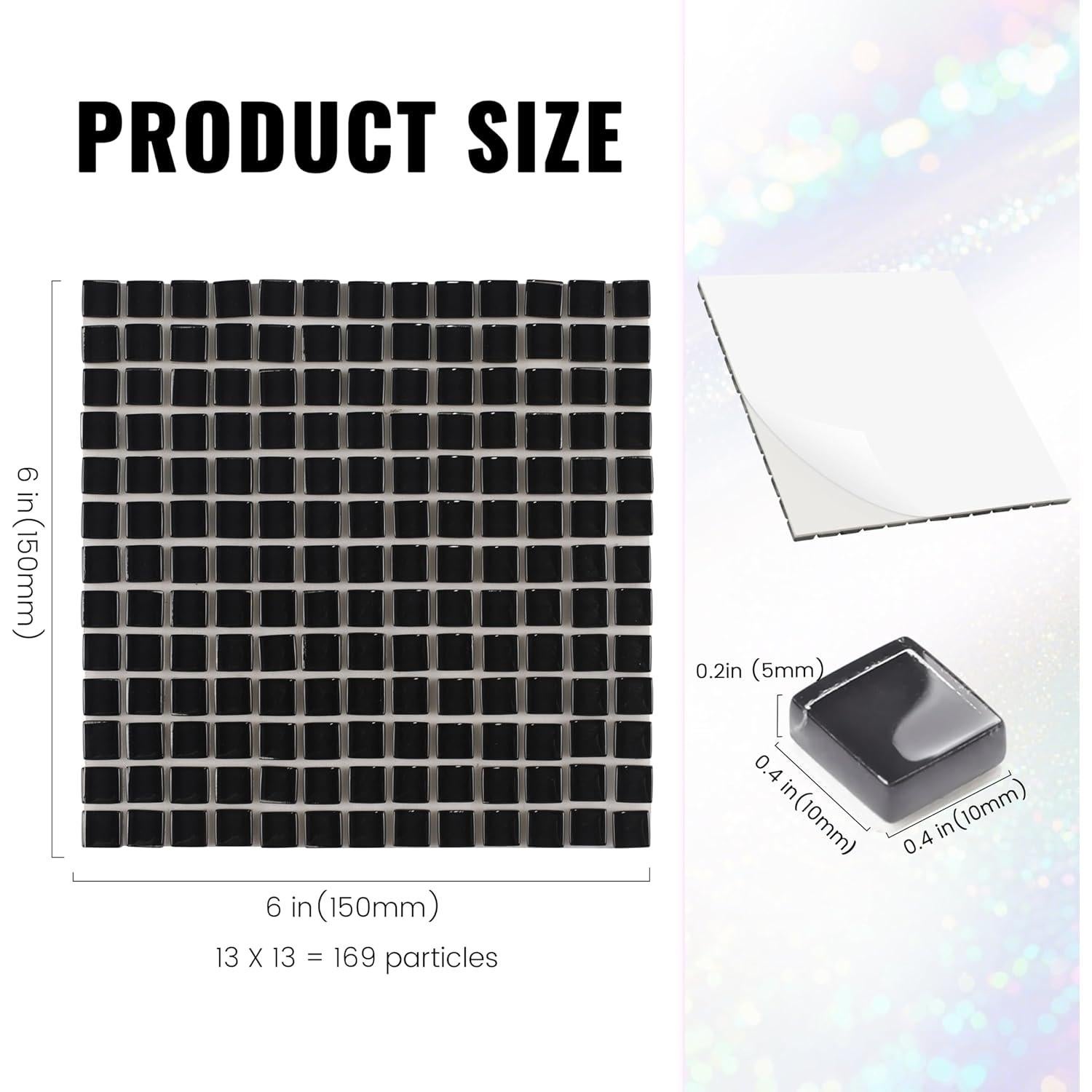 169 Partículas Mosaico Autoadhesivas NicesungDECO Negro 1x1 cm