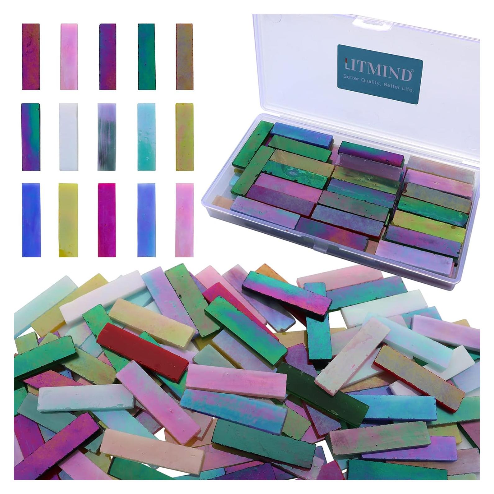 Azulejos de Mosaico de Vidrio Iridiscente LITMIND 8oz 4x1cm