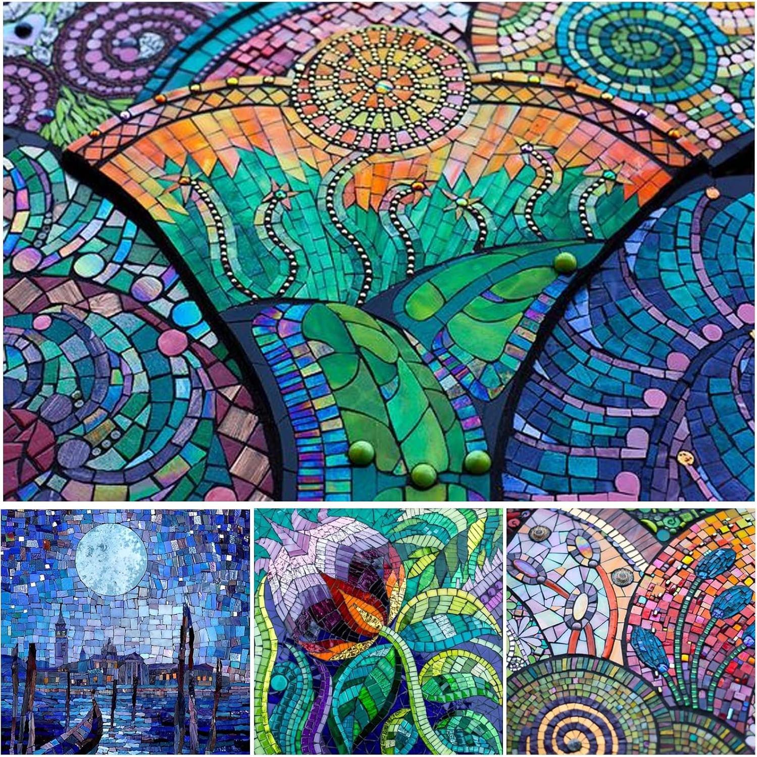 Azulejos de Mosaico de Vidrio Iridiscente LITMIND 8oz 4x1cm