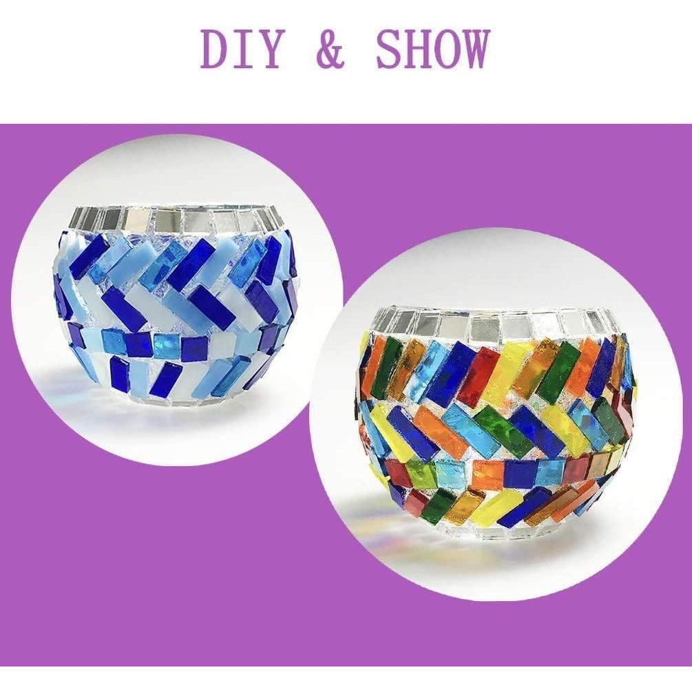 0.7X2.1 CM (0.27X0.82 inch) Stained Glass Strip,Clear Glass Mosaic Pieces DIY Mosaic Tiles Hobbies Art Crafts Material 200g(0.44lb) (Water Blue)