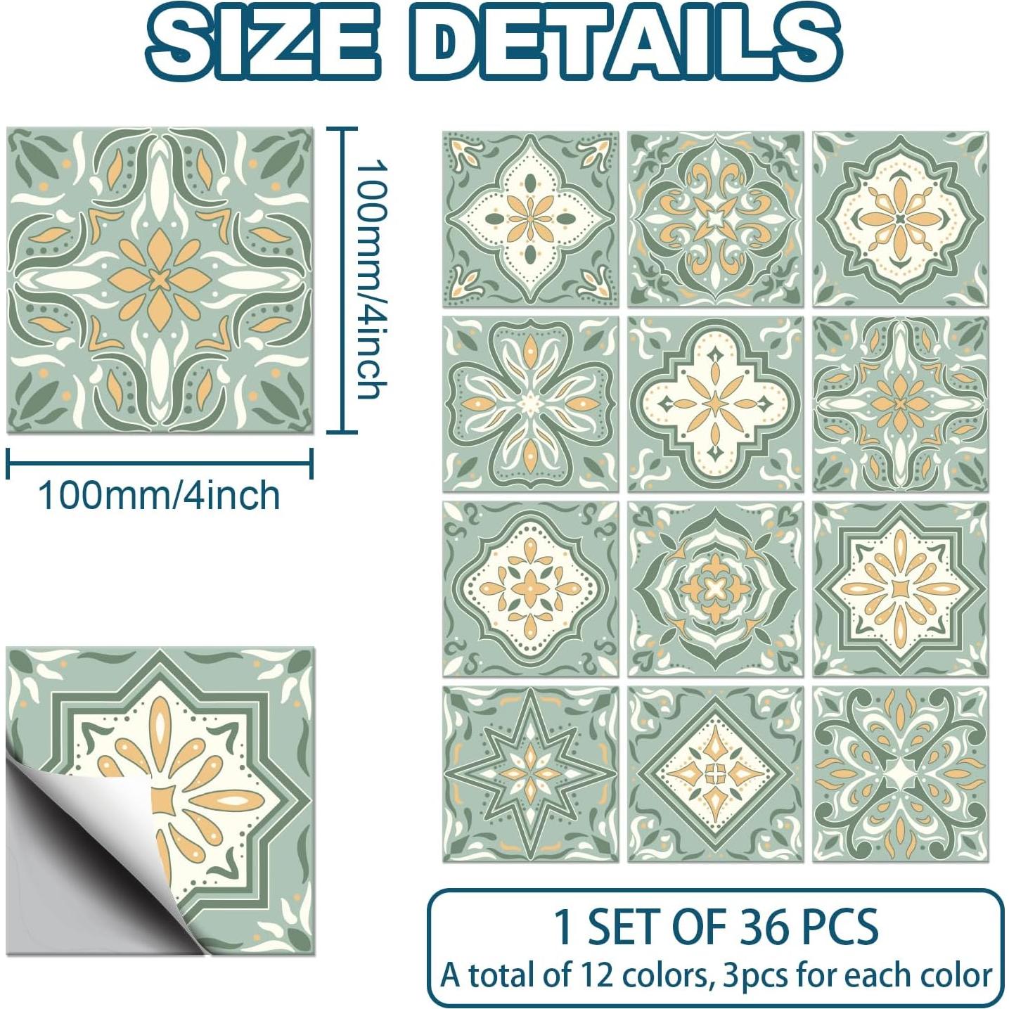 Calcomanías de Azulejos Bohemios CHGCRAFT 36 Piezas 10.16 cm