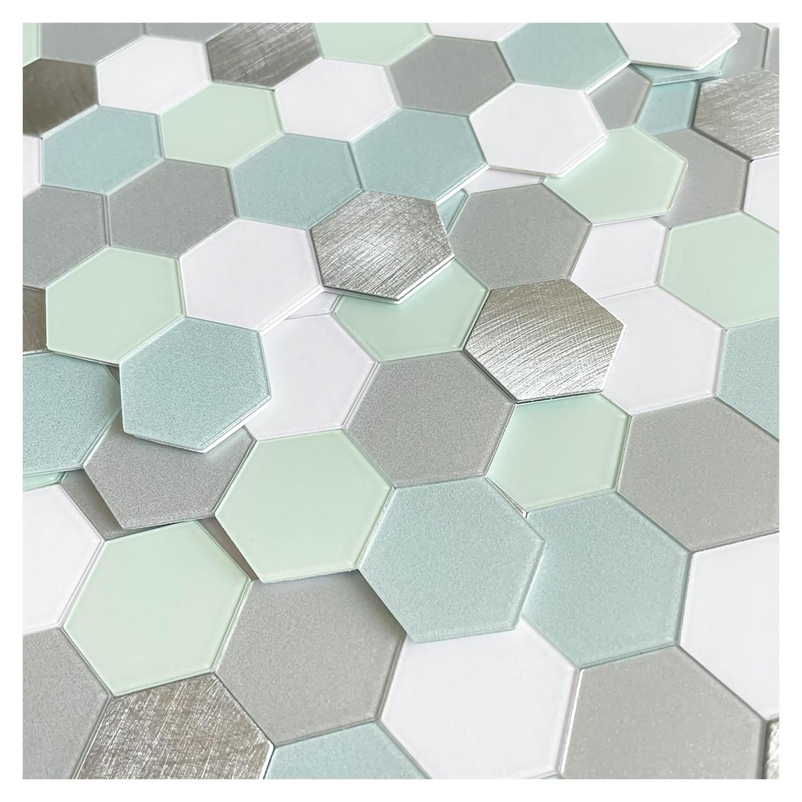 Azulejo Autoadhesivo BeNice Hexagonal Verde 10 Hojas 7.75 m²