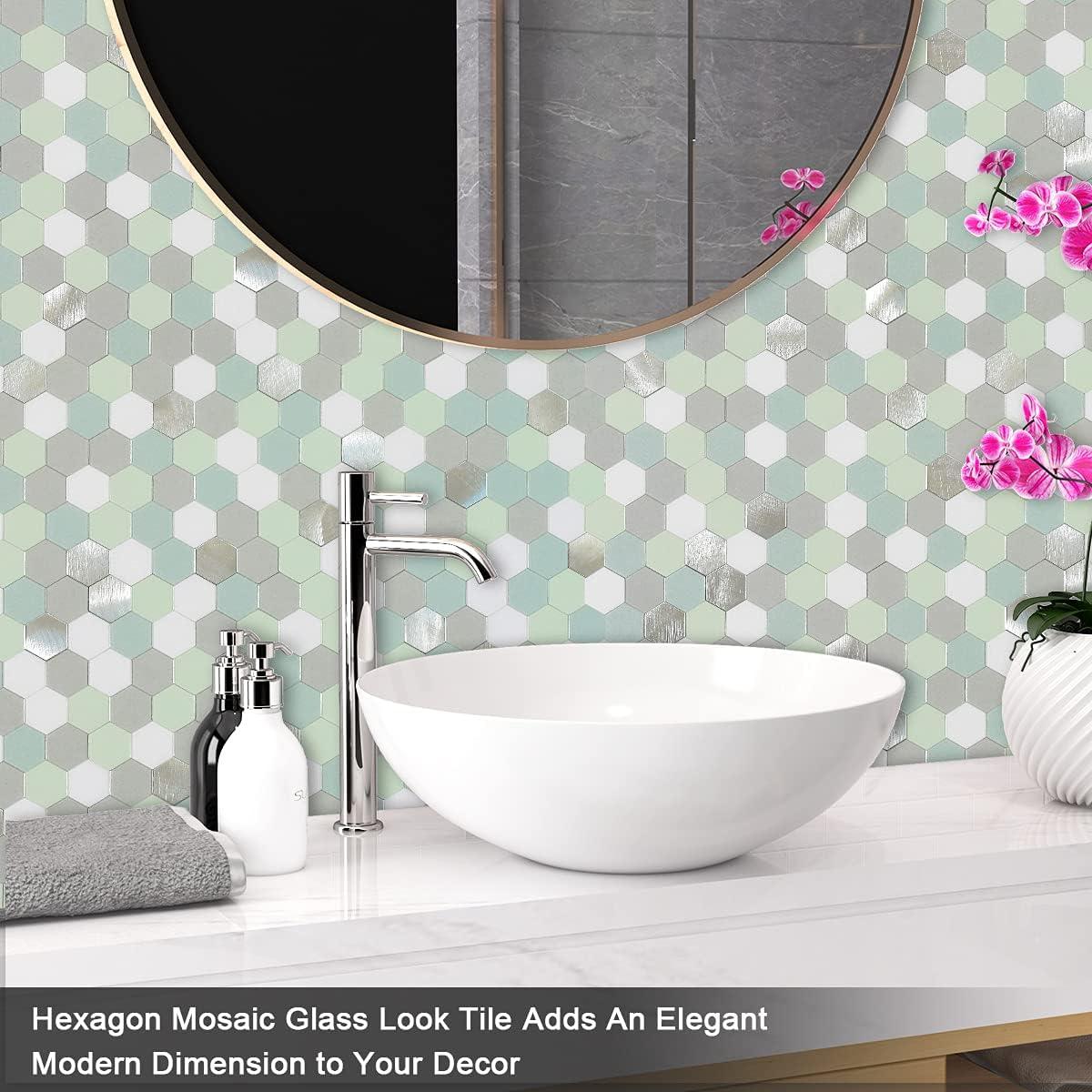 Azulejo Autoadhesivo BeNice Hexagonal Verde 10 Hojas 7.75 m²