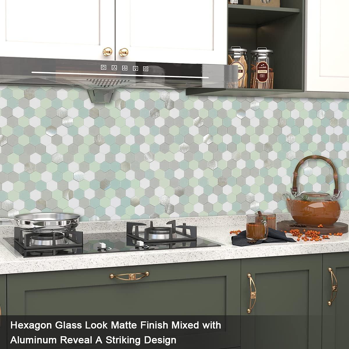 Azulejo Autoadhesivo BeNice Hexagonal Verde 10 Hojas 7.75 m²