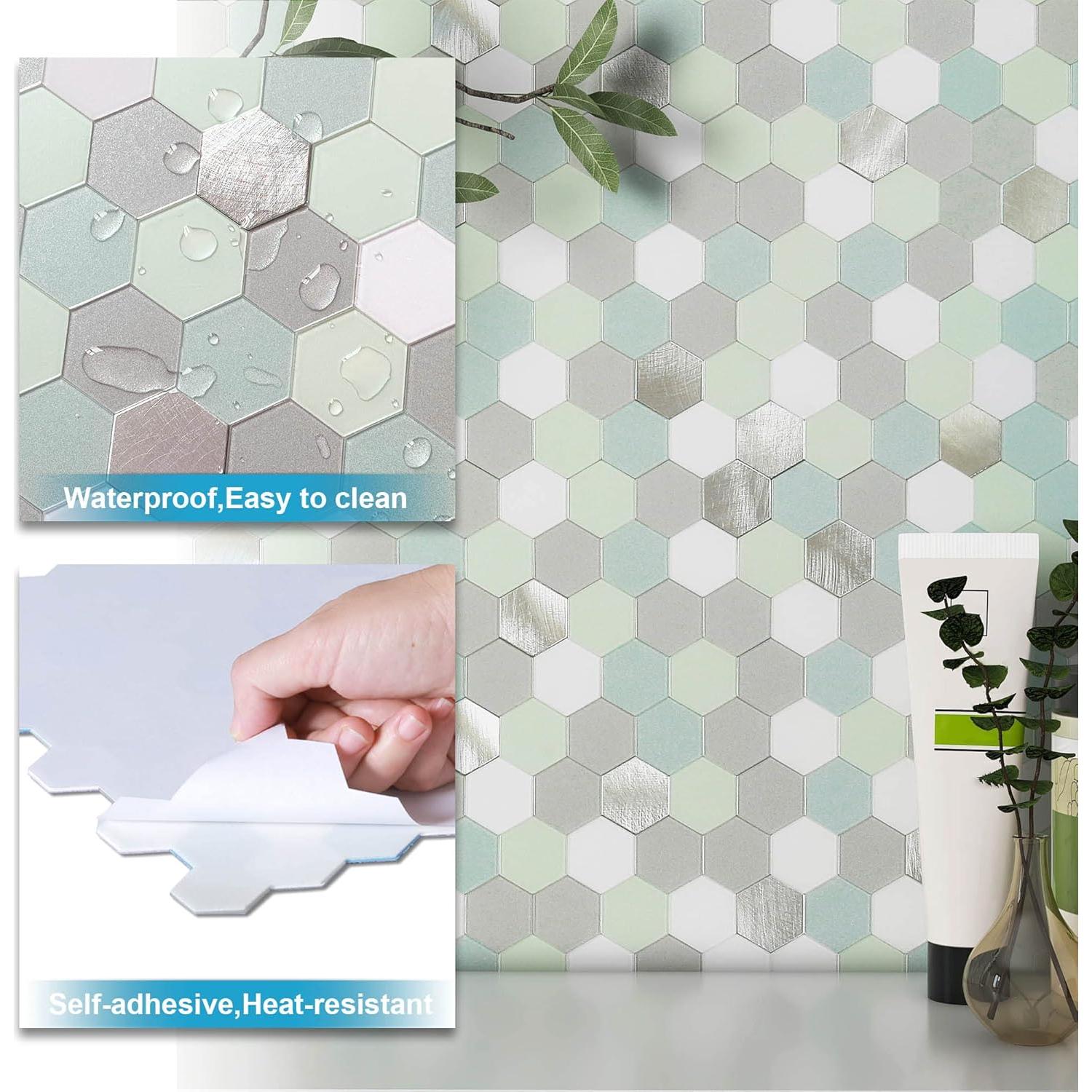 Azulejo Autoadhesivo BeNice Hexagonal Verde 10 Hojas 7.75 m²