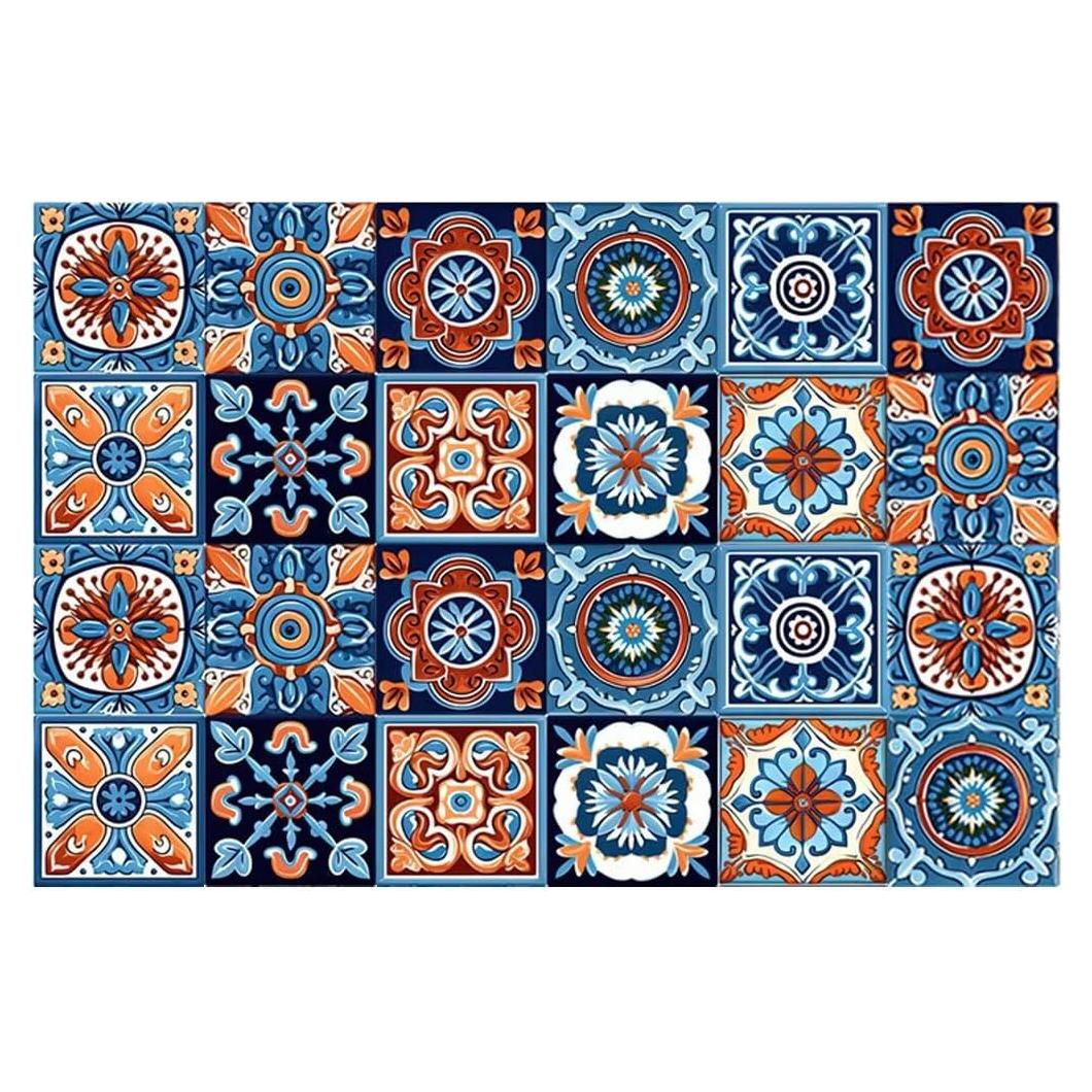 Calcomanías de Azulejos Autoadhesivas ArtisanAura 24 Pcs 10x10 cm