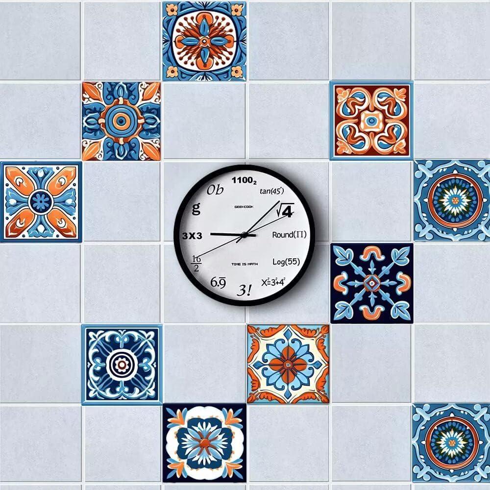 Calcomanías de Azulejos Autoadhesivas ArtisanAura 24 Pcs 10x10 cm