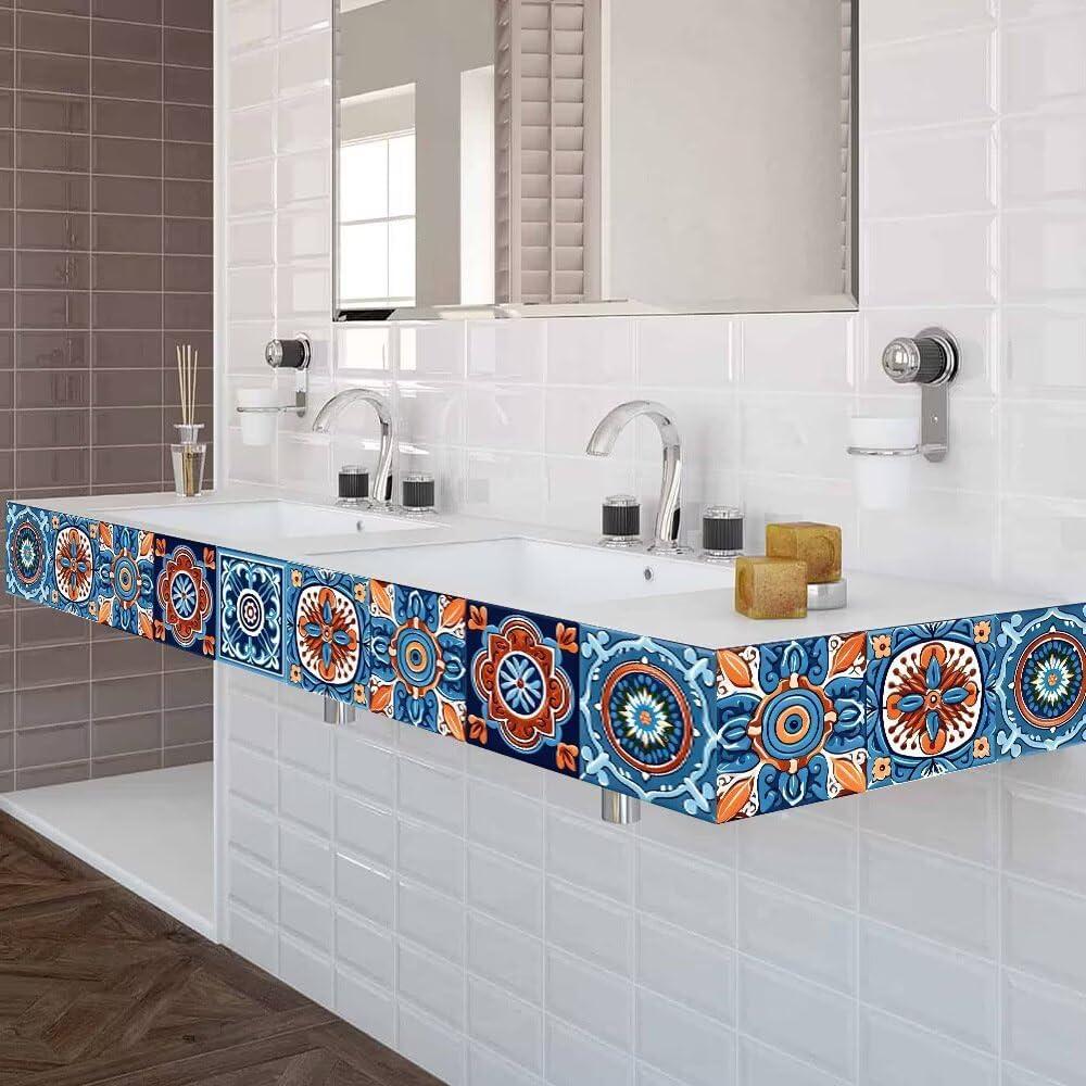 Calcomanías de Azulejos Autoadhesivas ArtisanAura 24 Pcs 10x10 cm