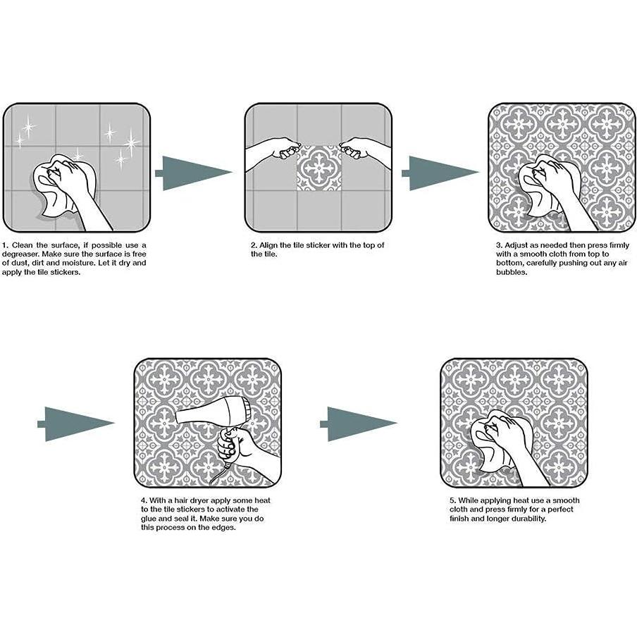 Juego de 12 Pegatinas de Azulejos Decorativos 15x15 cm Azul