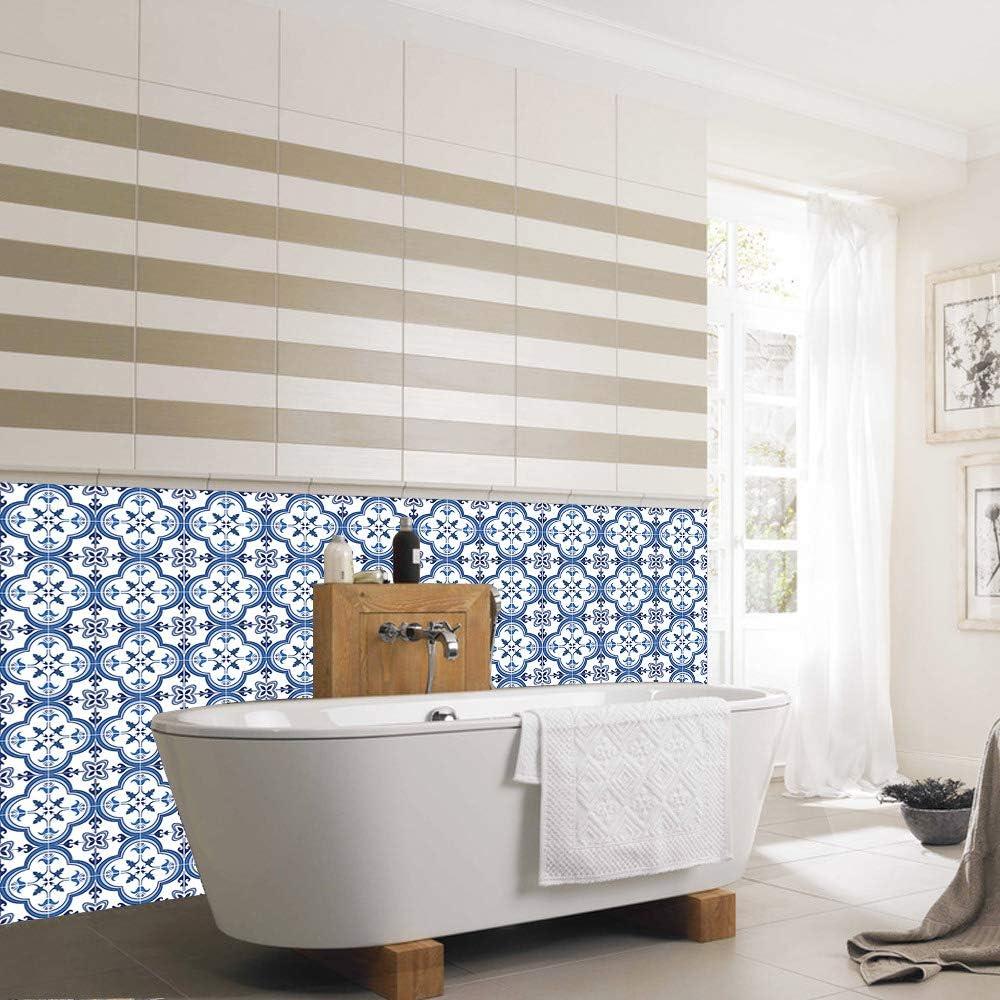 Juego de 12 Pegatinas de Azulejos Decorativos 15x15 cm Azul