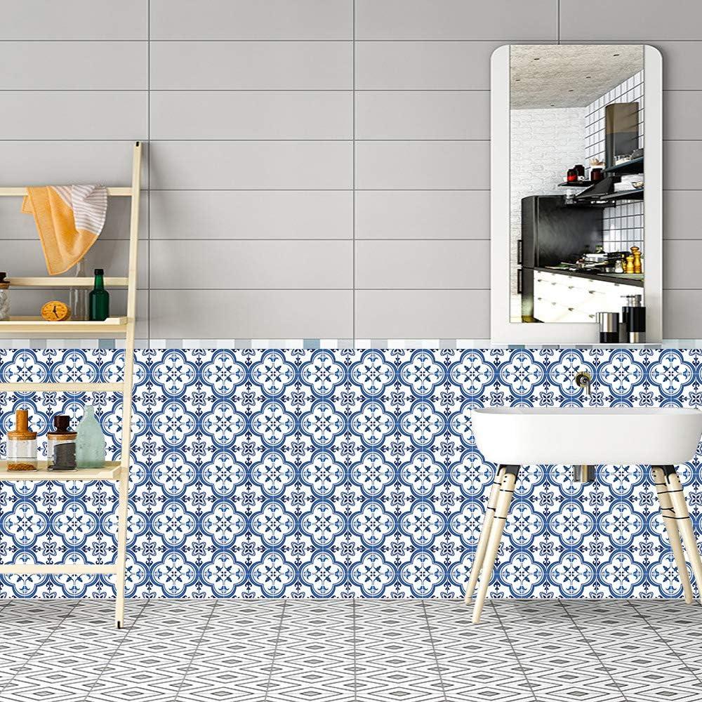 Juego de 12 Pegatinas de Azulejos Decorativos 15x15 cm Azul