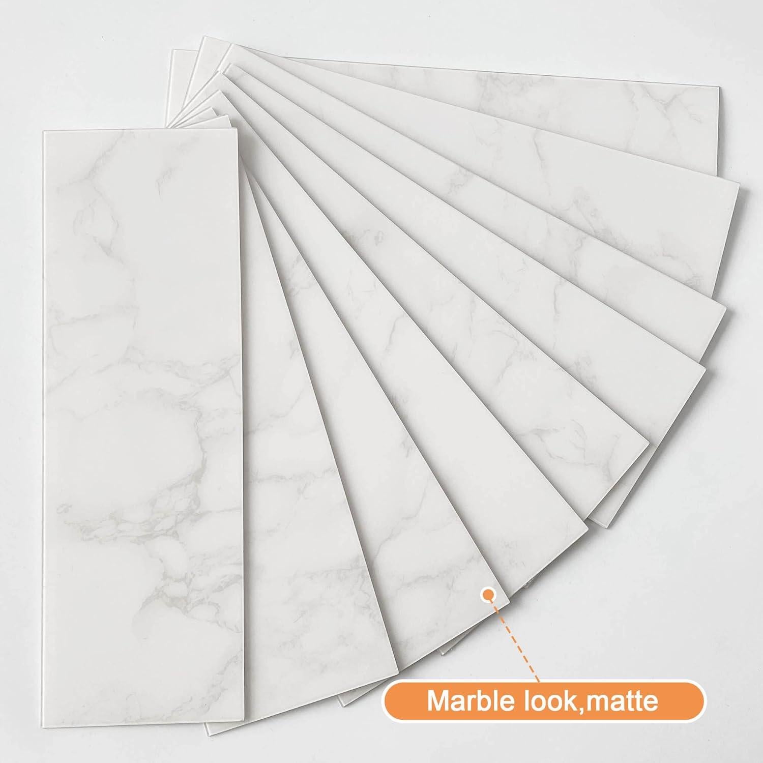 Azulejos Autoadhesivos VAOVI Carrara Blanco 16 Piezas 100x300mm