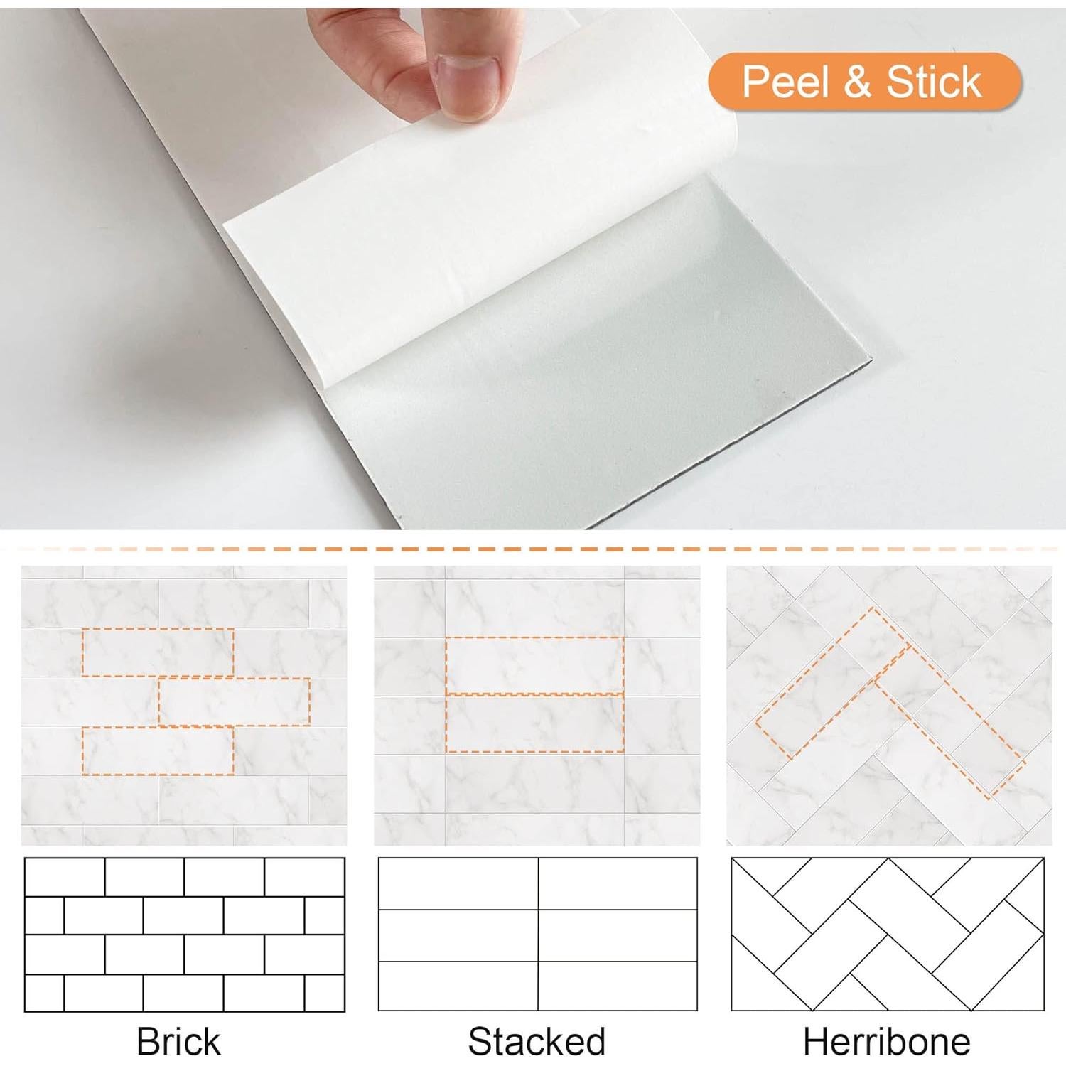 Azulejos Autoadhesivos VAOVI Carrara Blanco 16 Piezas 100x300mm