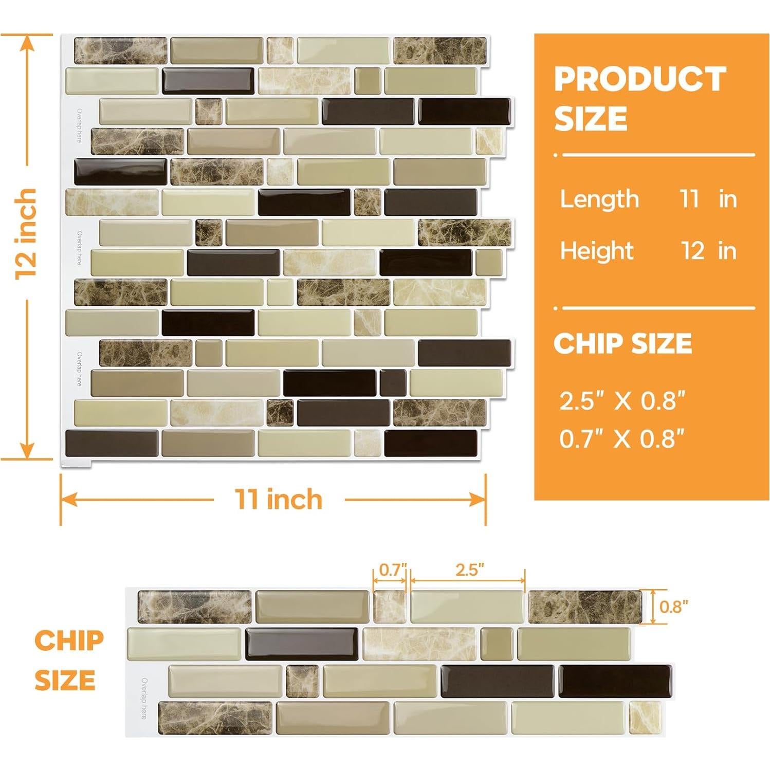 Azulejo Autoadhesivo Vamos Tile 30.48x30.48 cm Mármol Marrón