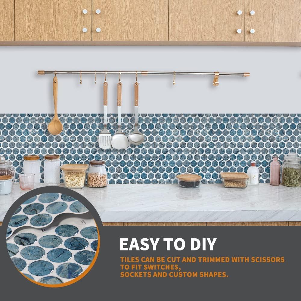 Azulejos Autoadhesivos Artemuro 10 Hojas 30.48x30.48cm Mármol Azul