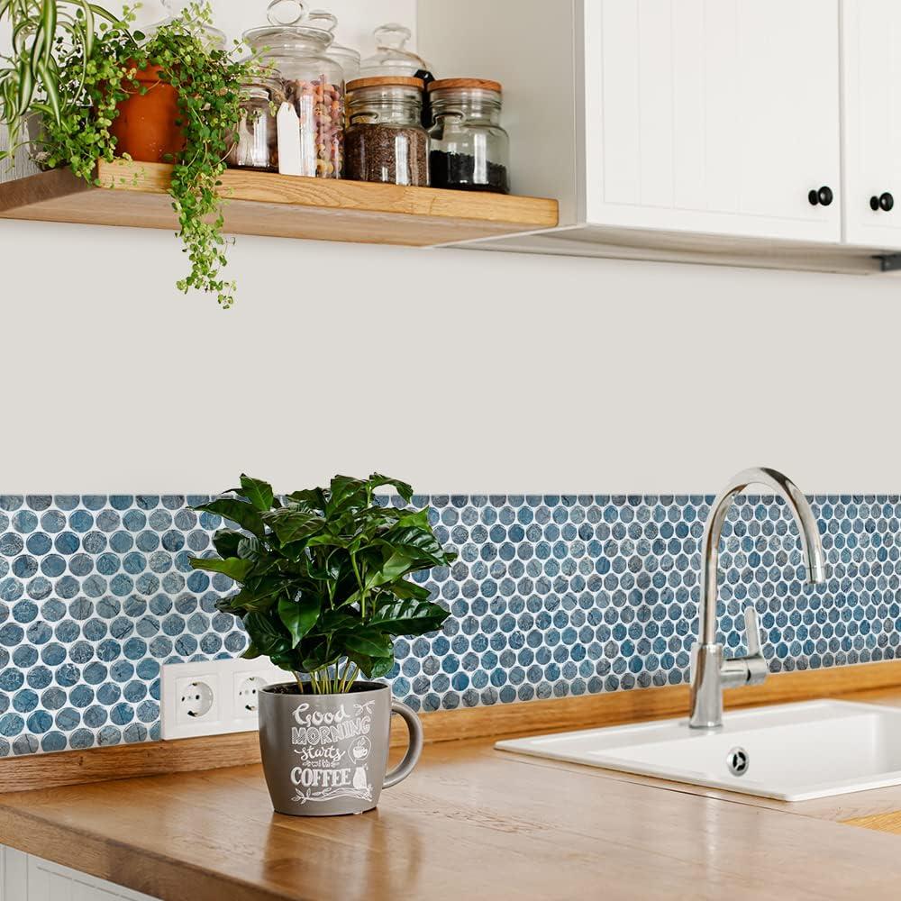 Azulejos Autoadhesivos Artemuro 10 Hojas 30.48x30.48cm Mármol Azul