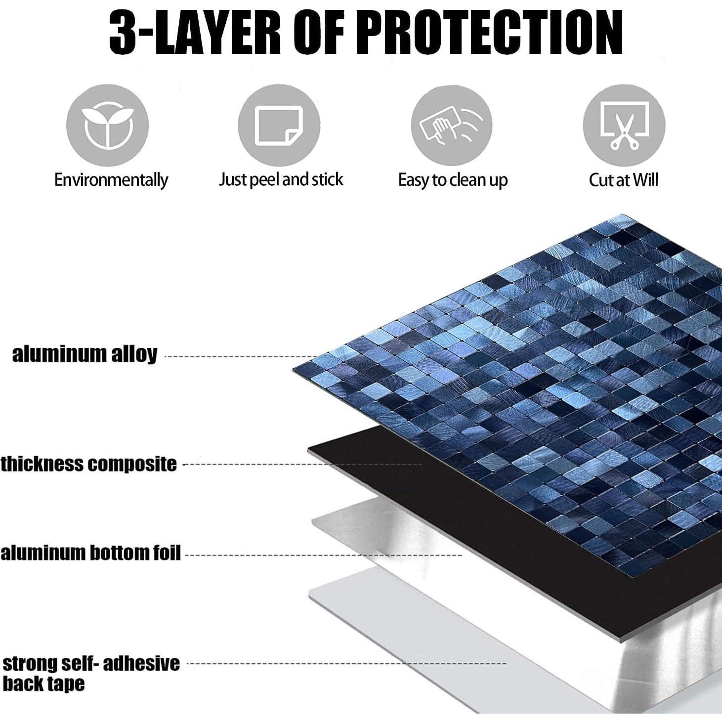 Azulejos Autoadhesivos XUANINY 5 Hojas 29.5x29.5cm Azul Oscuro