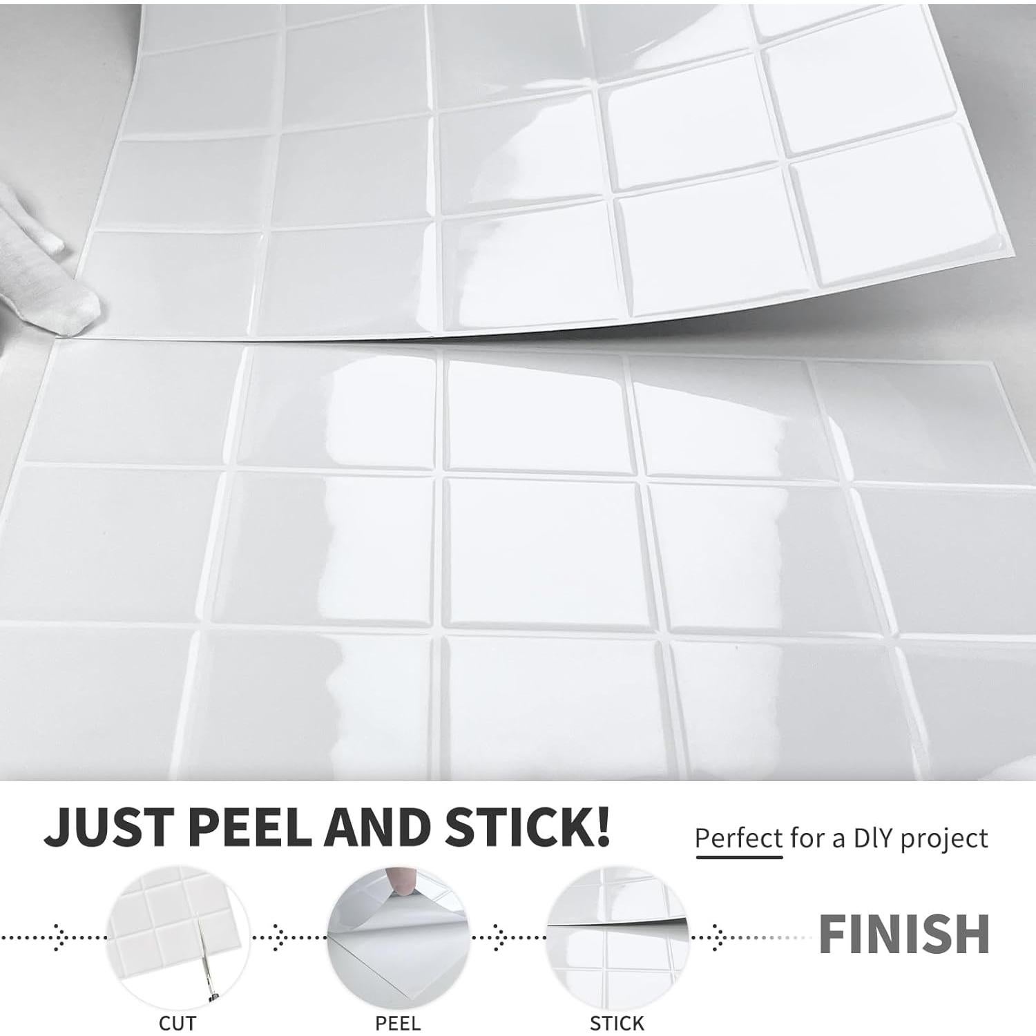 Azulejos autoadhesivos DEWOO 30.48x30.48 cm blancos modernos