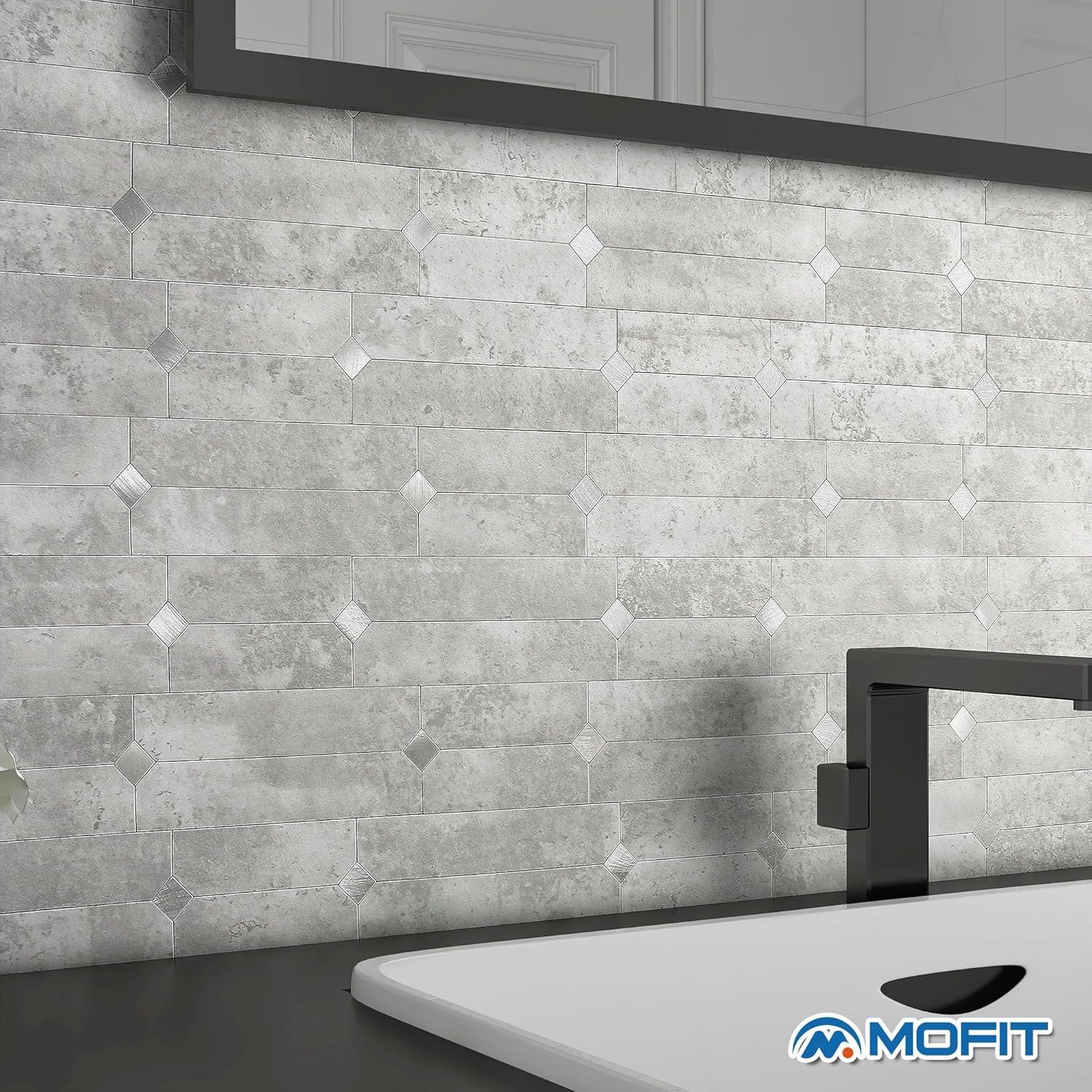 Azulejos Autoadhesivos Mosaico MOFIT 10 Hojas Gris Cemento