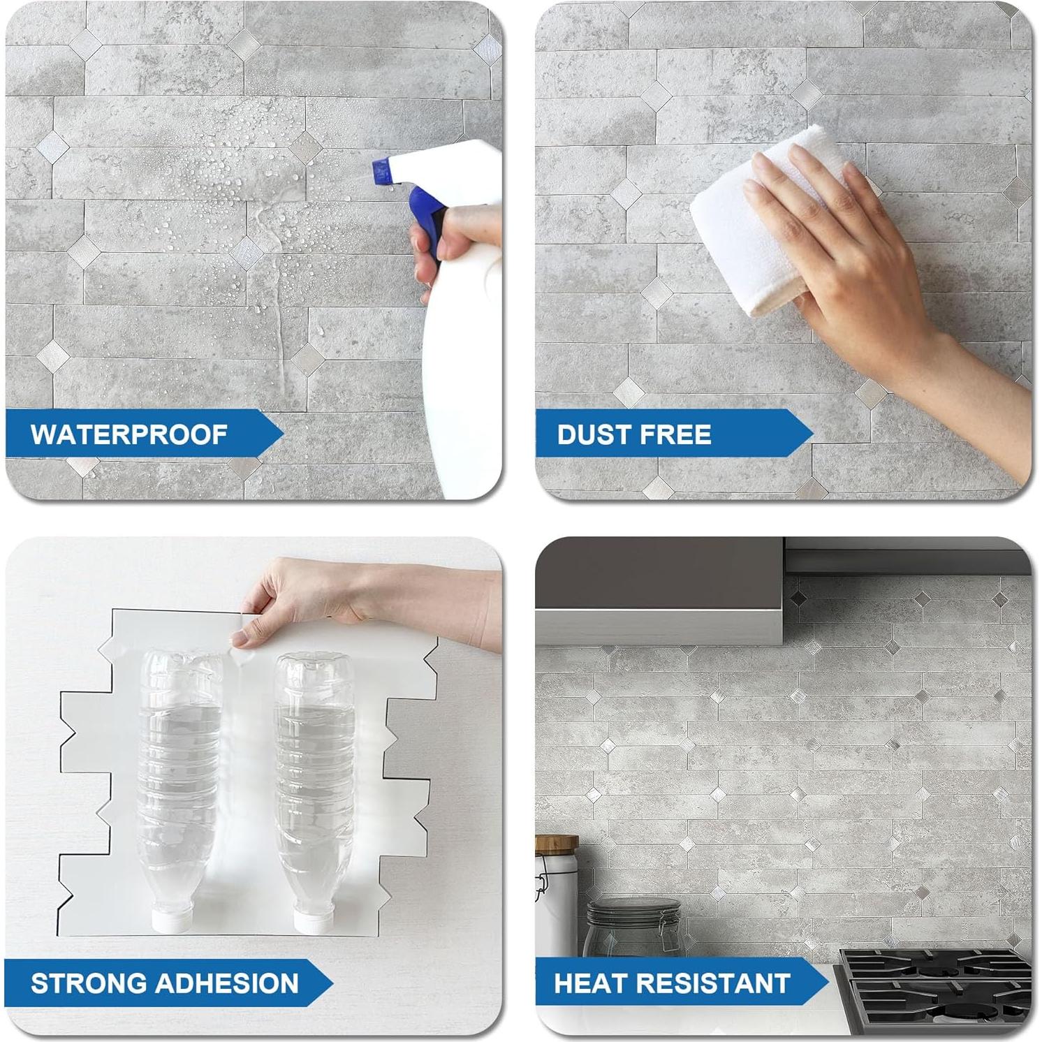 Azulejos Autoadhesivos Mosaico MOFIT 10 Hojas Gris Cemento