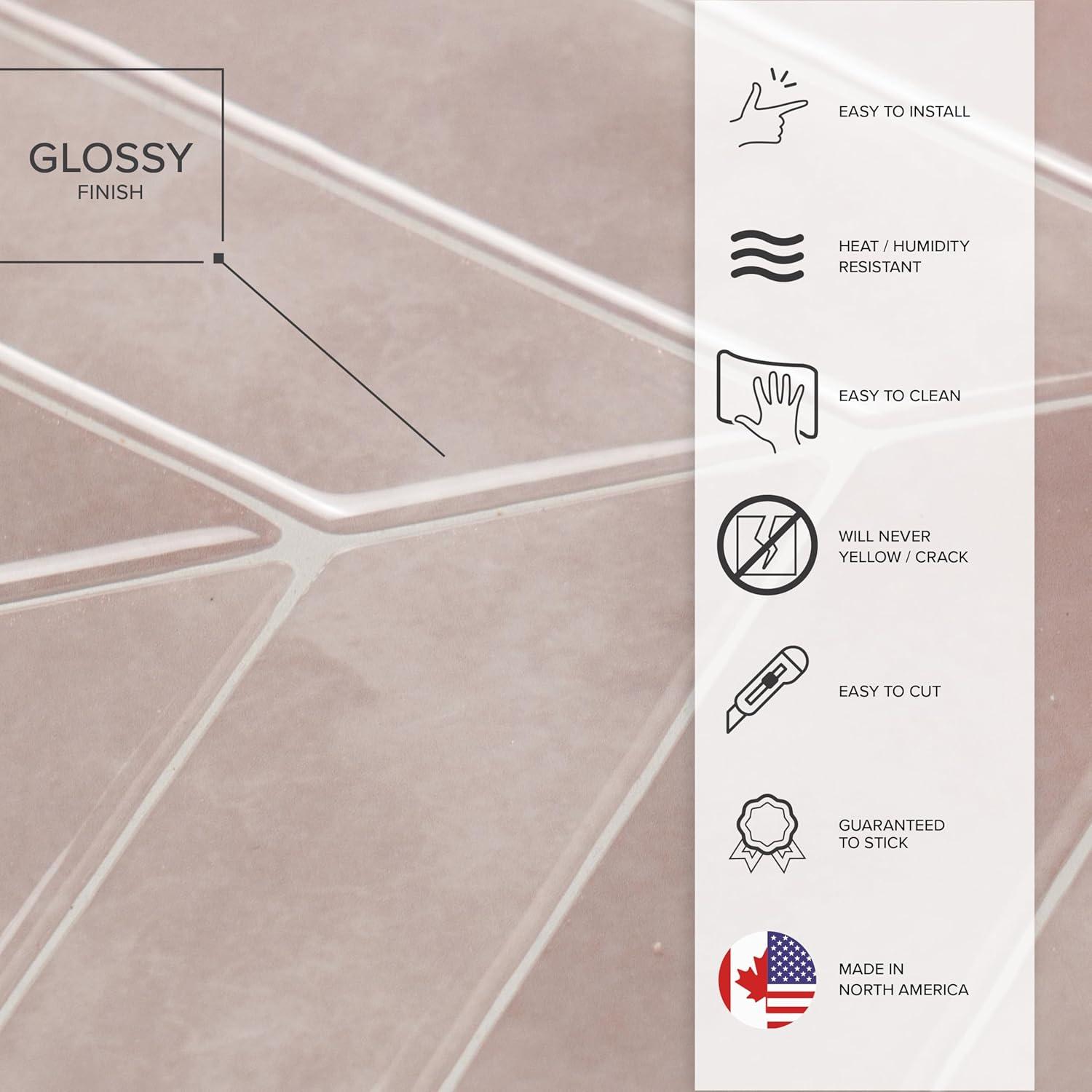 Azulejos Peel and Stick Smart Tiles 5 Hojas 29x21 cm Rosa Viby