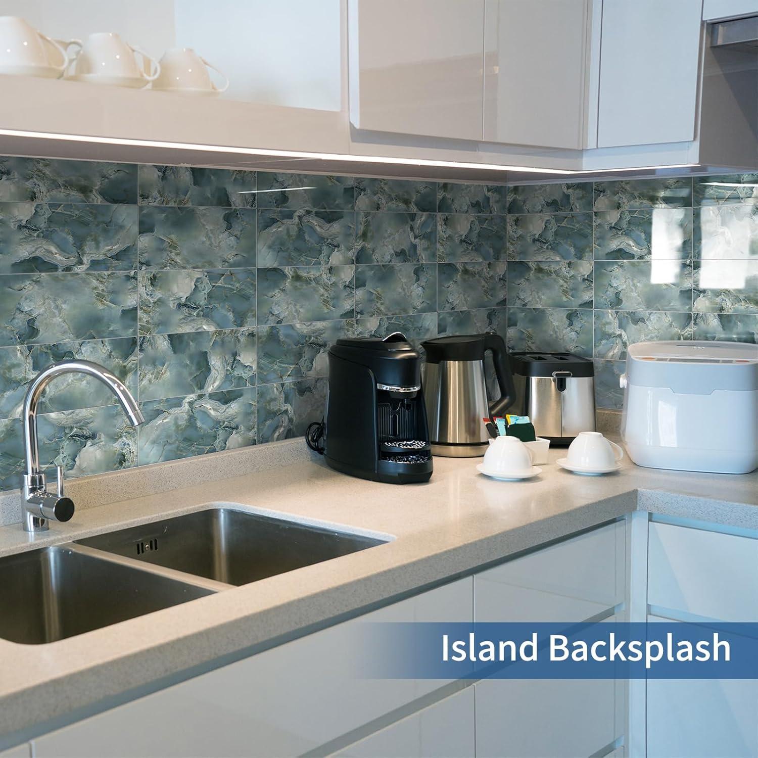 50 Piezas Azulejos de PVC Autoadhesivos MOONFUN Azul Gris 1.03 m²