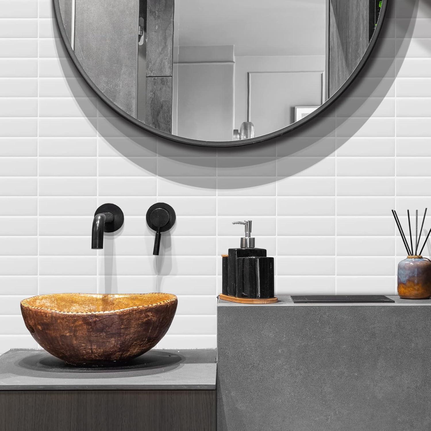 10 Hojas Azulejo Mosaico Autoadhesivo DEWOO Blanco 30.5x30.5cm