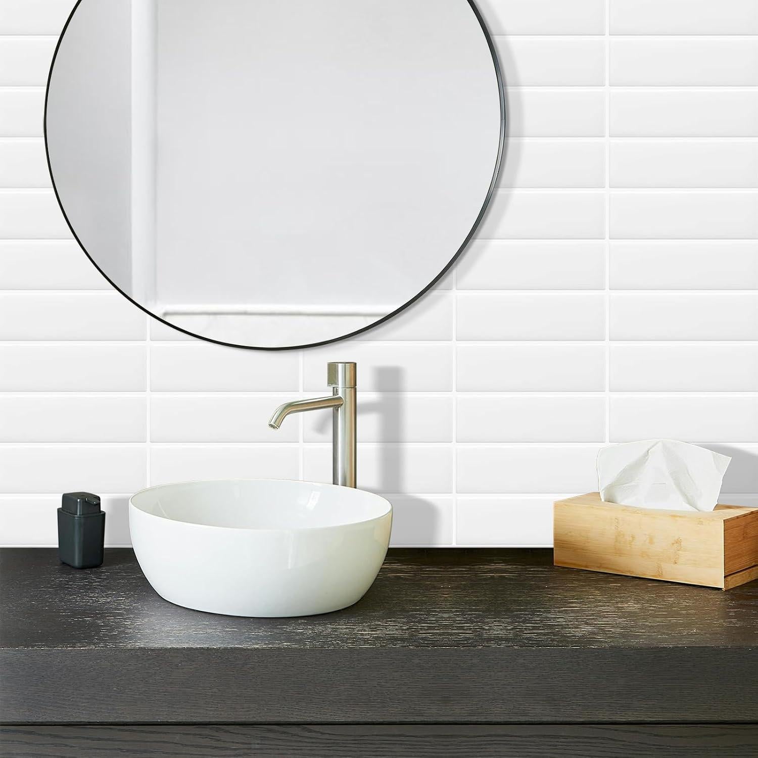 10 Hojas Azulejo Mosaico Autoadhesivo DEWOO Blanco 30.5x30.5cm