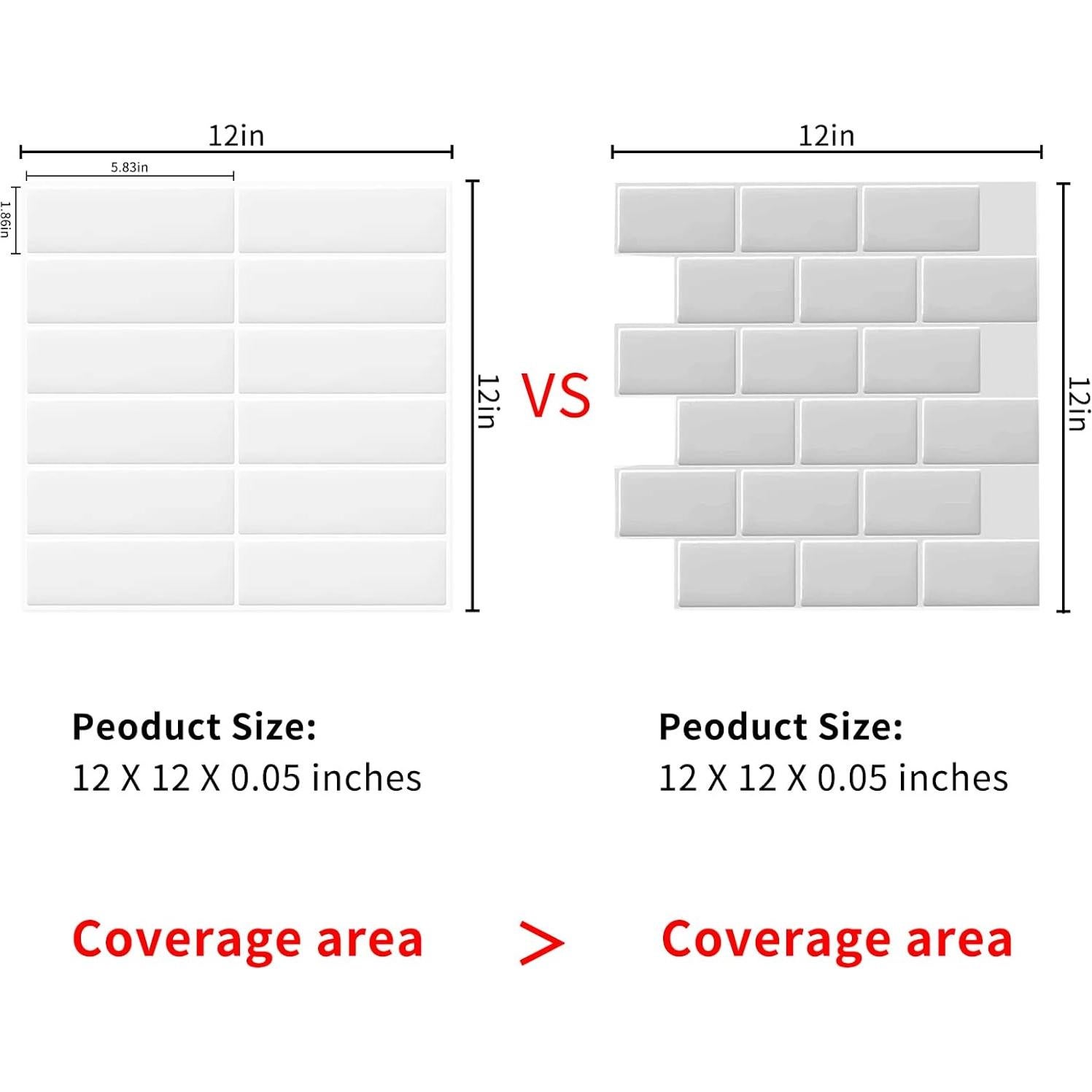 10 Hojas Azulejo Mosaico Autoadhesivo DEWOO Blanco 30.5x30.5cm