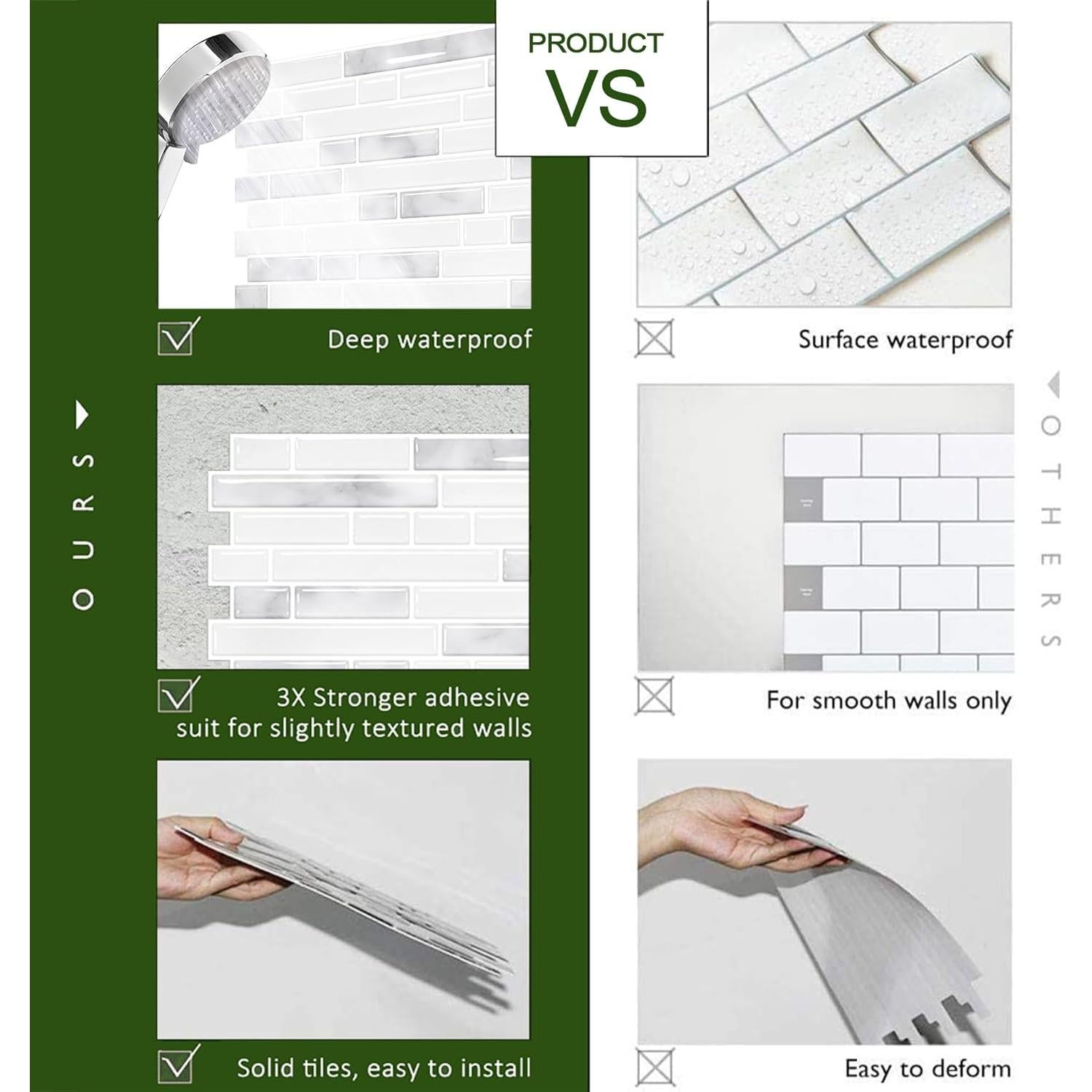 Azulejos Autoadhesivos STICKGOO 3D 10 Hojas 30.48x30.48cm