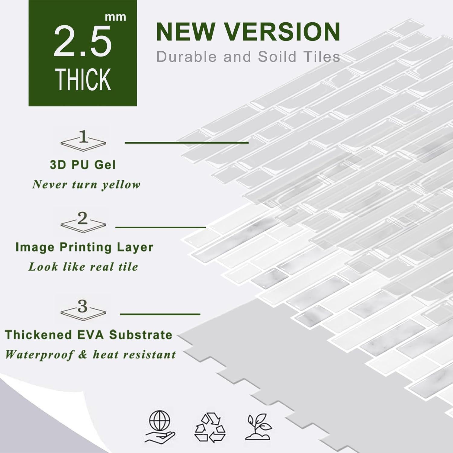 Azulejos Autoadhesivos STICKGOO 3D 10 Hojas 30.48x30.48cm