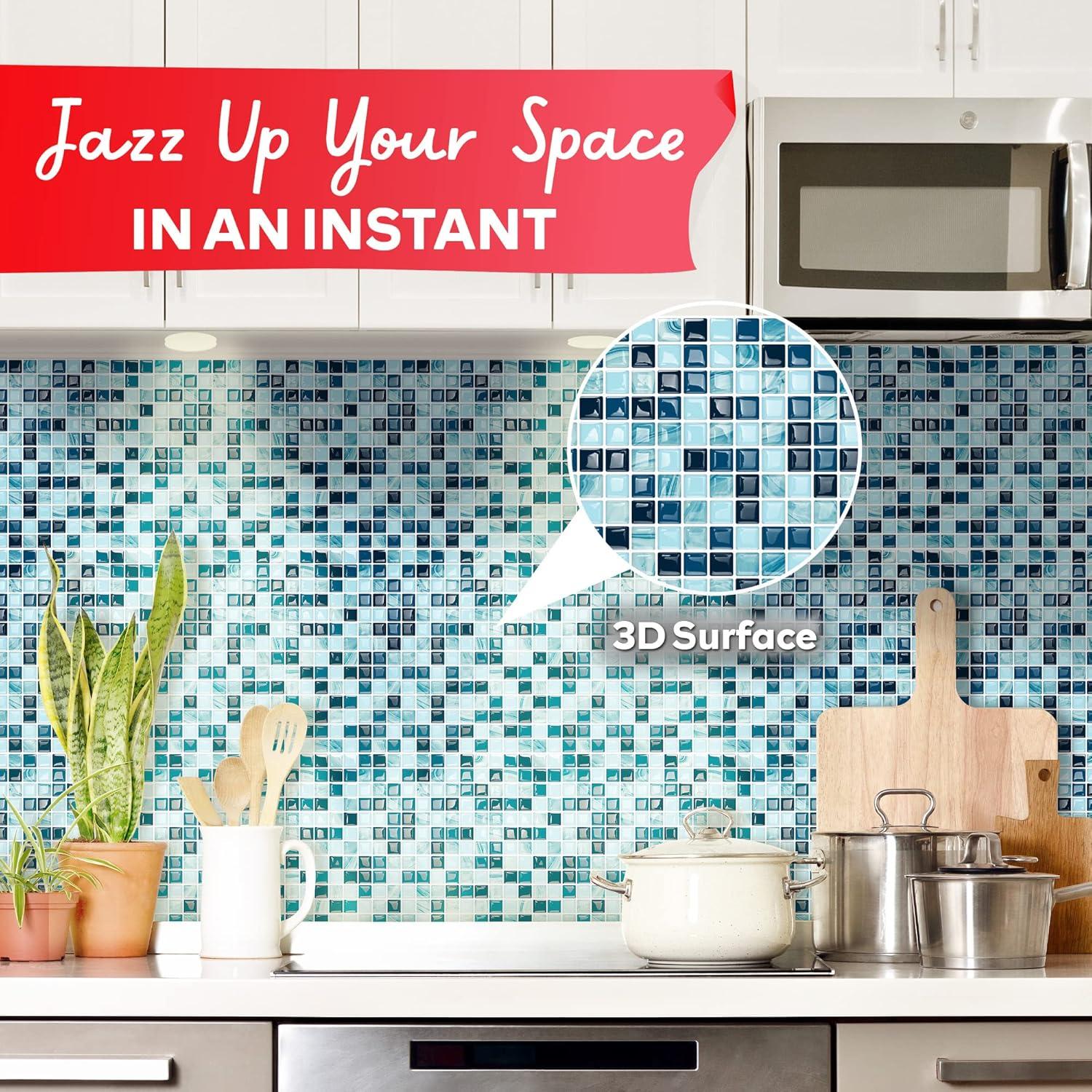 Azulejos Autoadhesivos XFasten 10pcs 30.48x30.48cm Azul Océano