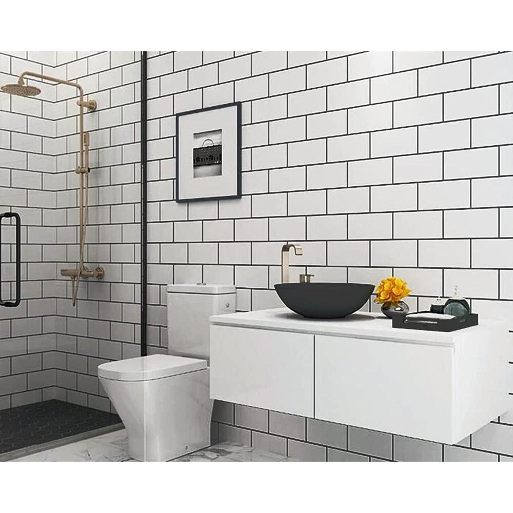 DICOFUN Azulejos Autoadhesivos PVC Blanco Pulido 10 Hojas 0.89m²